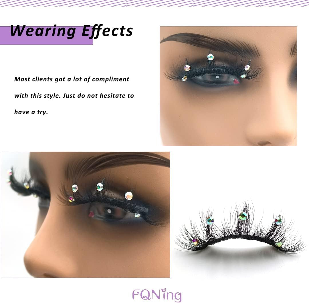 Mink Eyelashes with Glitter Rhinestone 4Pairs (Af08Crystal)