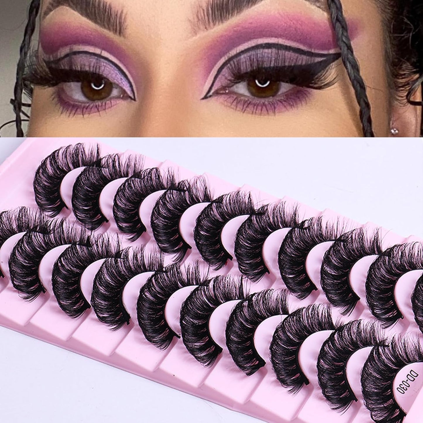 10 Pairs False Eyelashes Russian Strips Eye Lashes Fluffy False Lash Wispy Eyelash Extension Natural Look D Curly Volume Fake Eyelashes Reusable Eye Lash for Women Girls