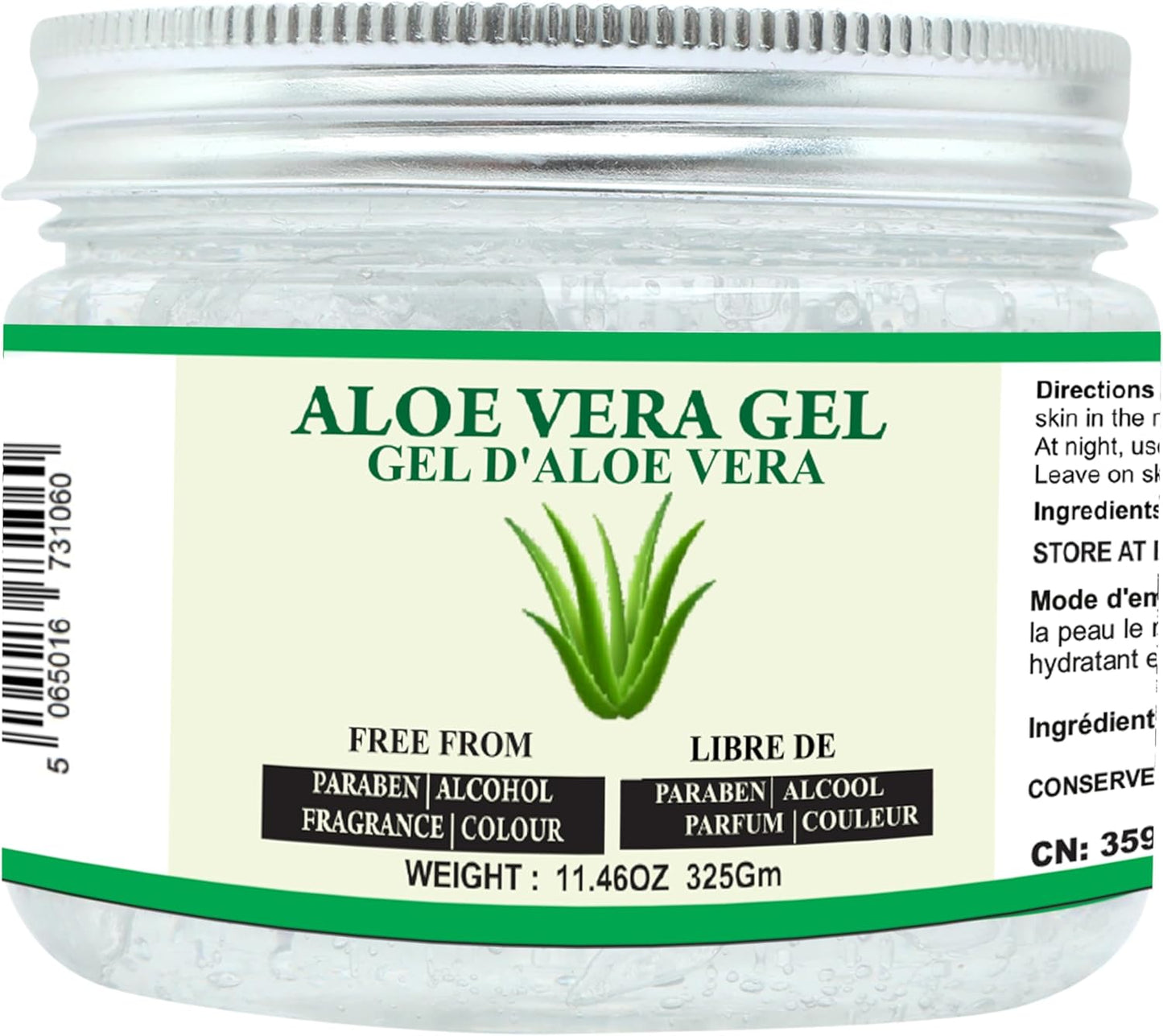 Aloe Vera Gel 100% Pure Natural Aloe Gel for Face Skin & Hair Care (11.46 Oz - 325Gm)
