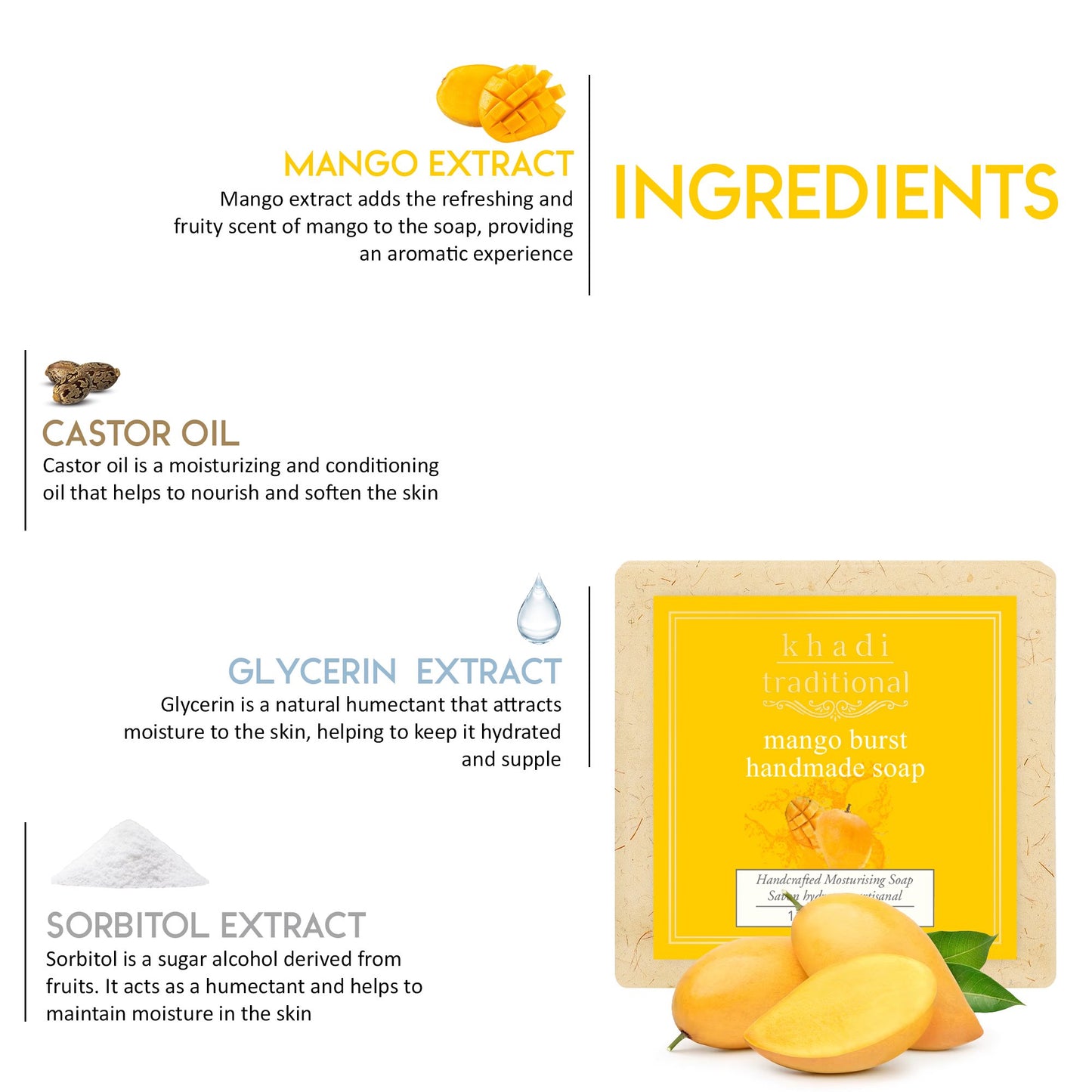 Khadi Traditional Mango Burst Handmade Bar Soap