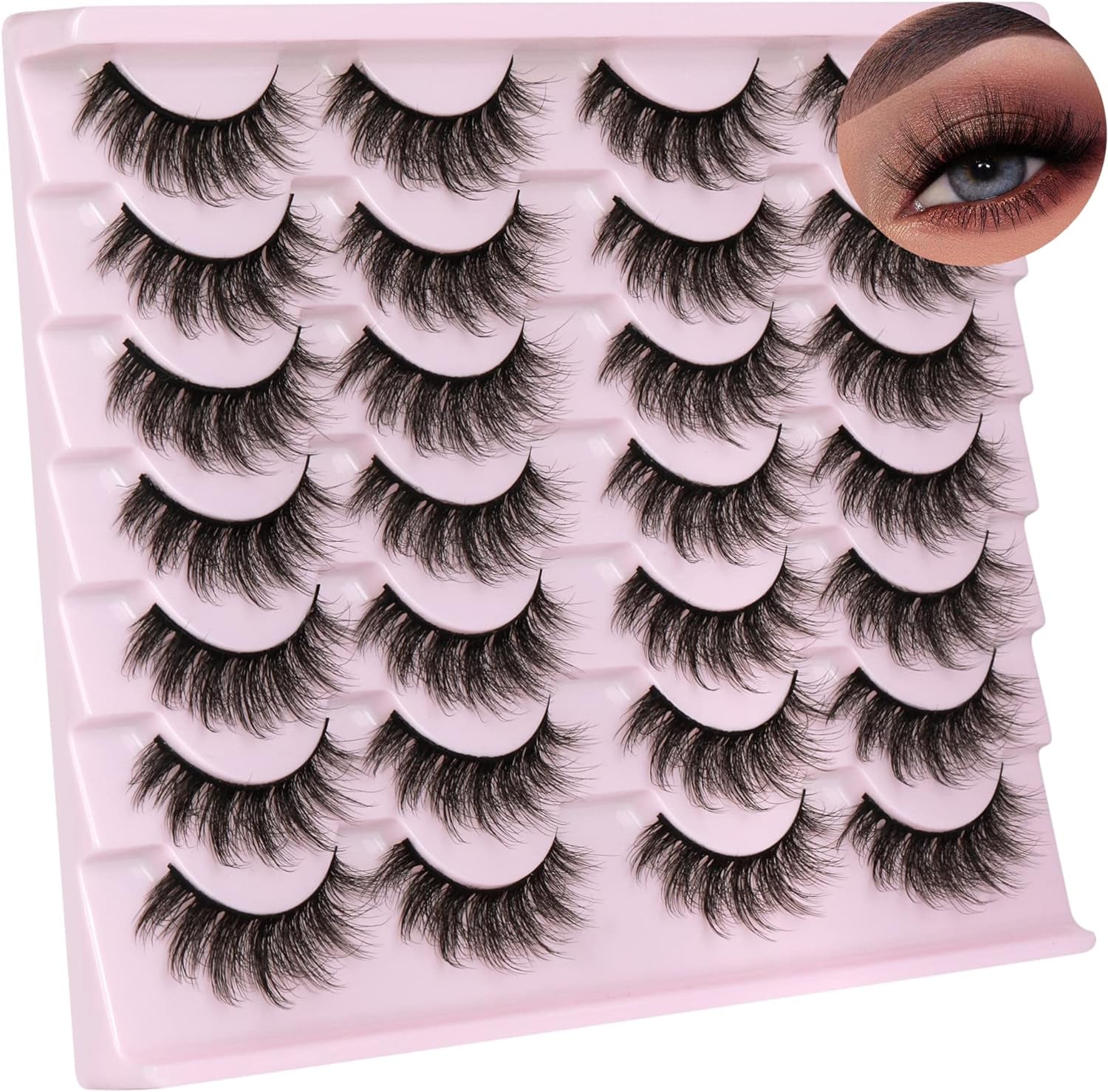 14 Pairs Wispy Mink Lashes Fluffy Eye Lashes Natural Look 5D Volume 16Mm Fake Eyelashes Pack by