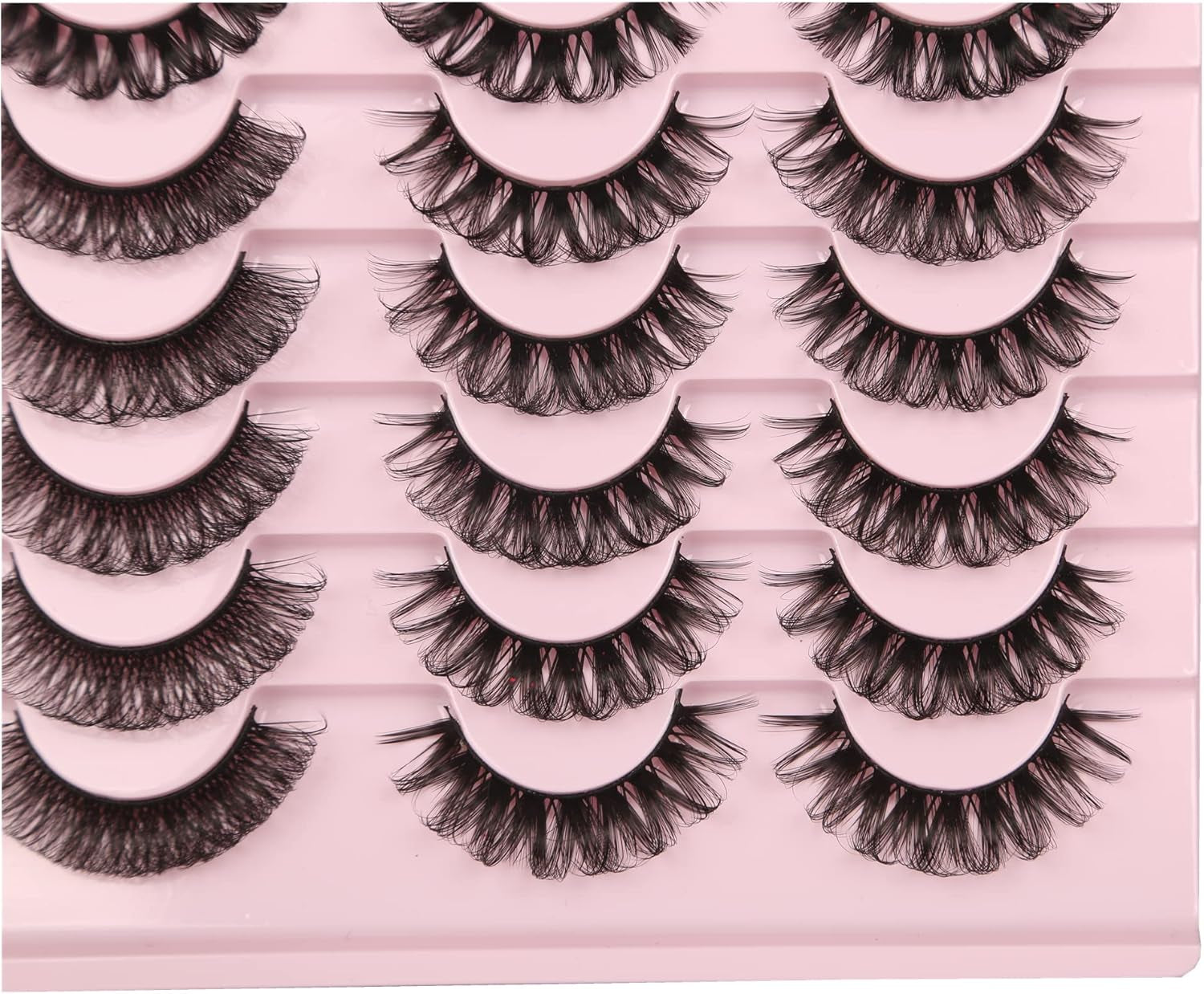 False Eyelashes Fluffy Russian Strips Lashes 3D Faux Mink Lashes Pack D Curly Soft Fake Eyelashes 20 Pairs Multipack
