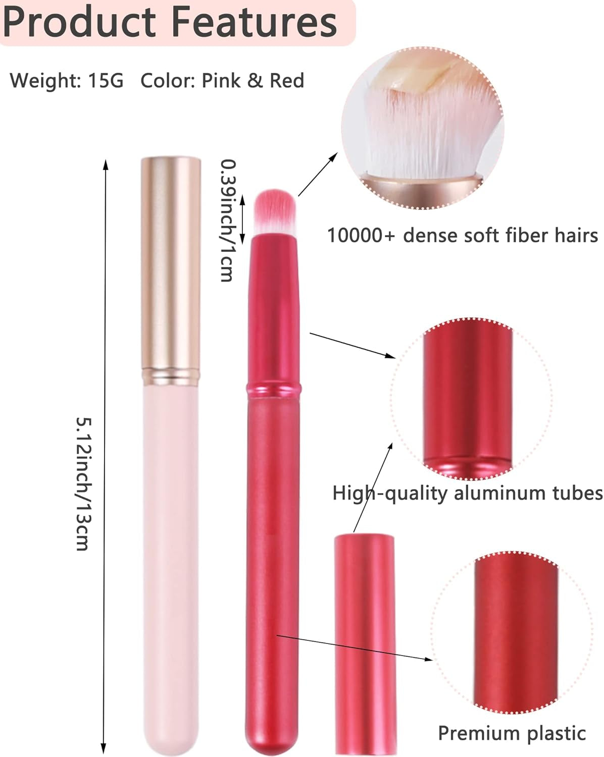 Lip Blending Brush with Lid, Lipstick Smudge Brush, Spot Concealer Brush, Professional Lip Makeup Brush for Lipstick Gloss Creams, Hygienic Portable with Cap, for Women Girl Gift-1Pcs Red
