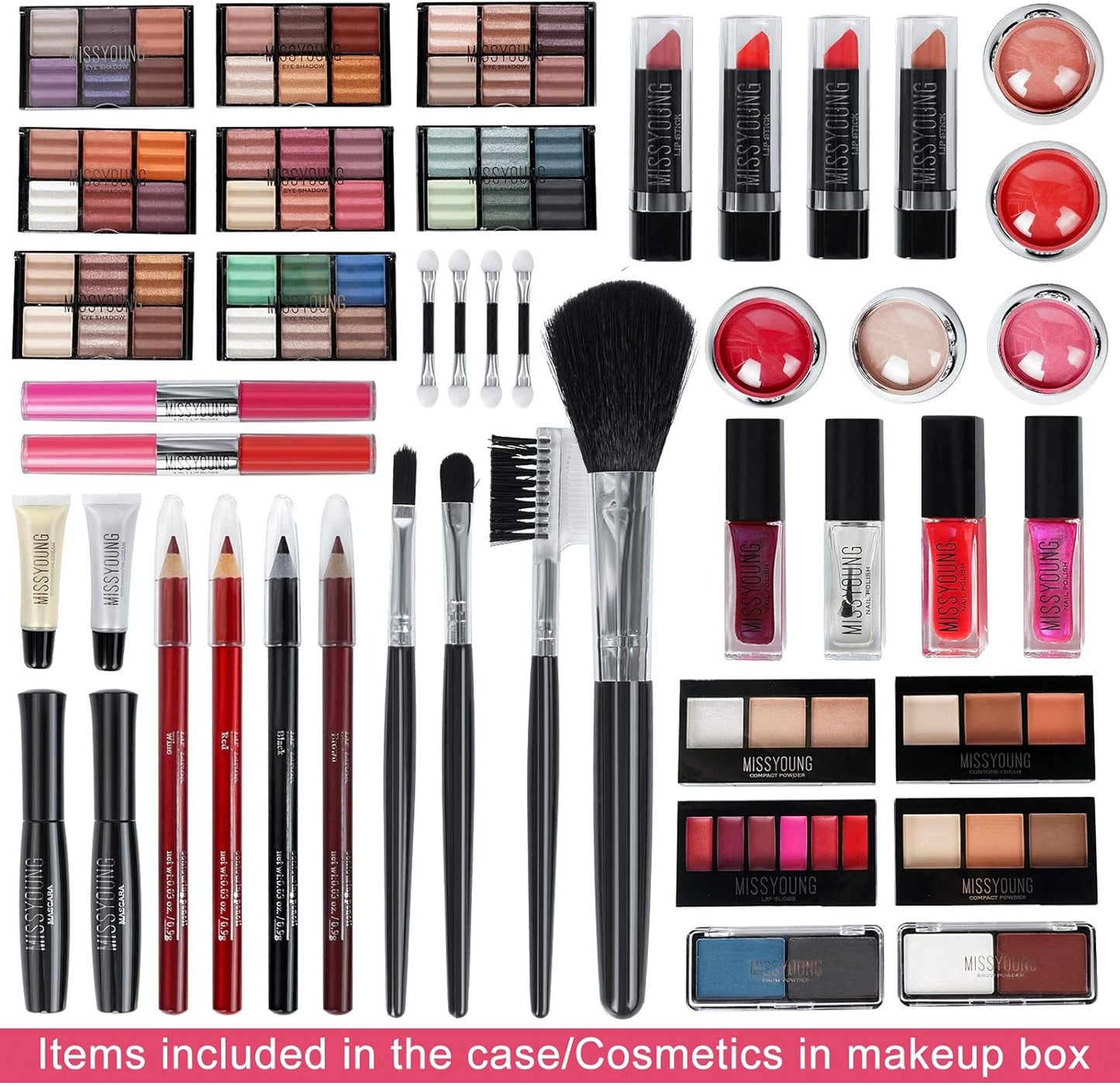 All-In-One Makeup Gift Set Carry All Makeup Kit for Women Full Kit with Aluminum Case Lipgloss Lipstick Concealer Blush Foundation Face Powder Eyeshadow Palette Cosmetic Palette #2