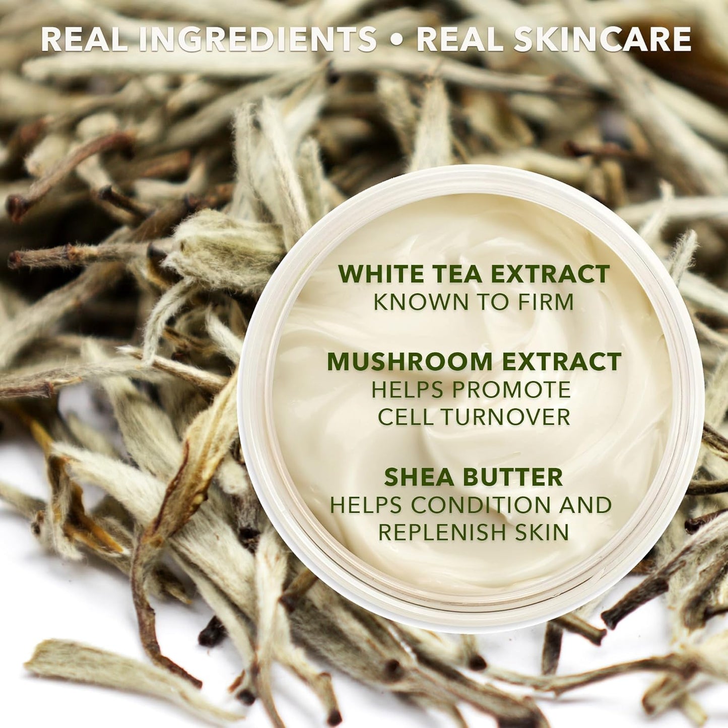 Tea Time Anti-Aging White Tea Day Cream, with Shea Butter, Panthenol & Hyaluronic Acid for Optimal Skin Replenishment (4.0 Fl Oz)