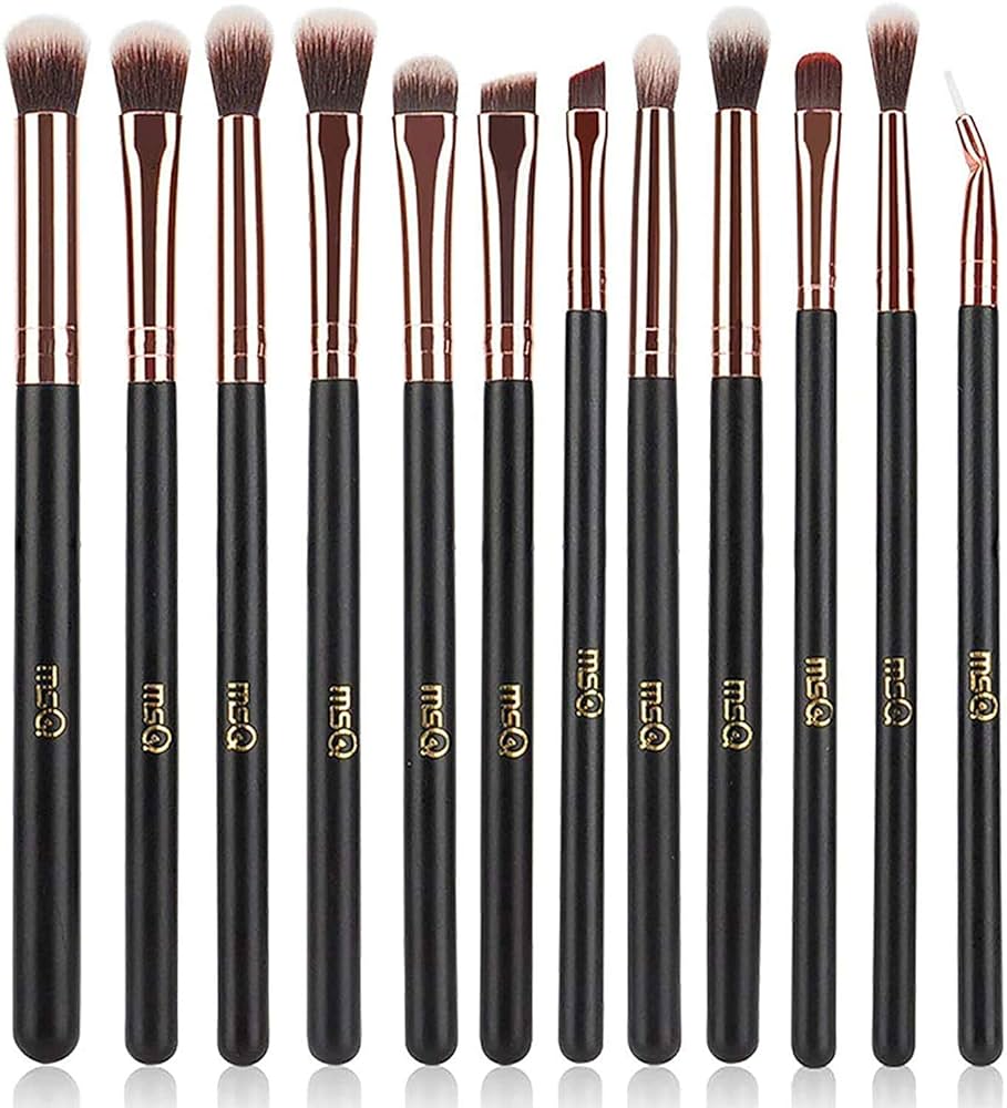 Makeup Brushes, Black, Rose, Gold, 12 pcs
