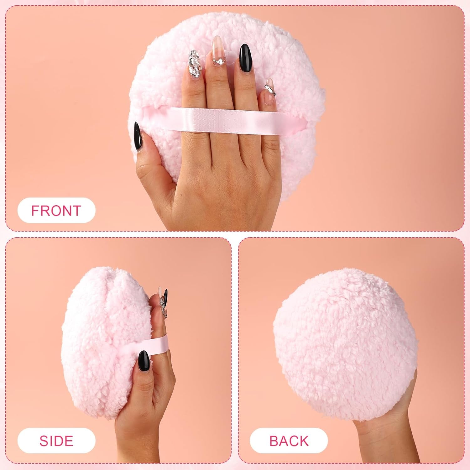 Large Plush Body Puff, Soft Washable Reusable Face Body Powder Puff Dusting Powder Puff Loose Powder Puffs for Face Powder Body Makeup Tool (Pink)