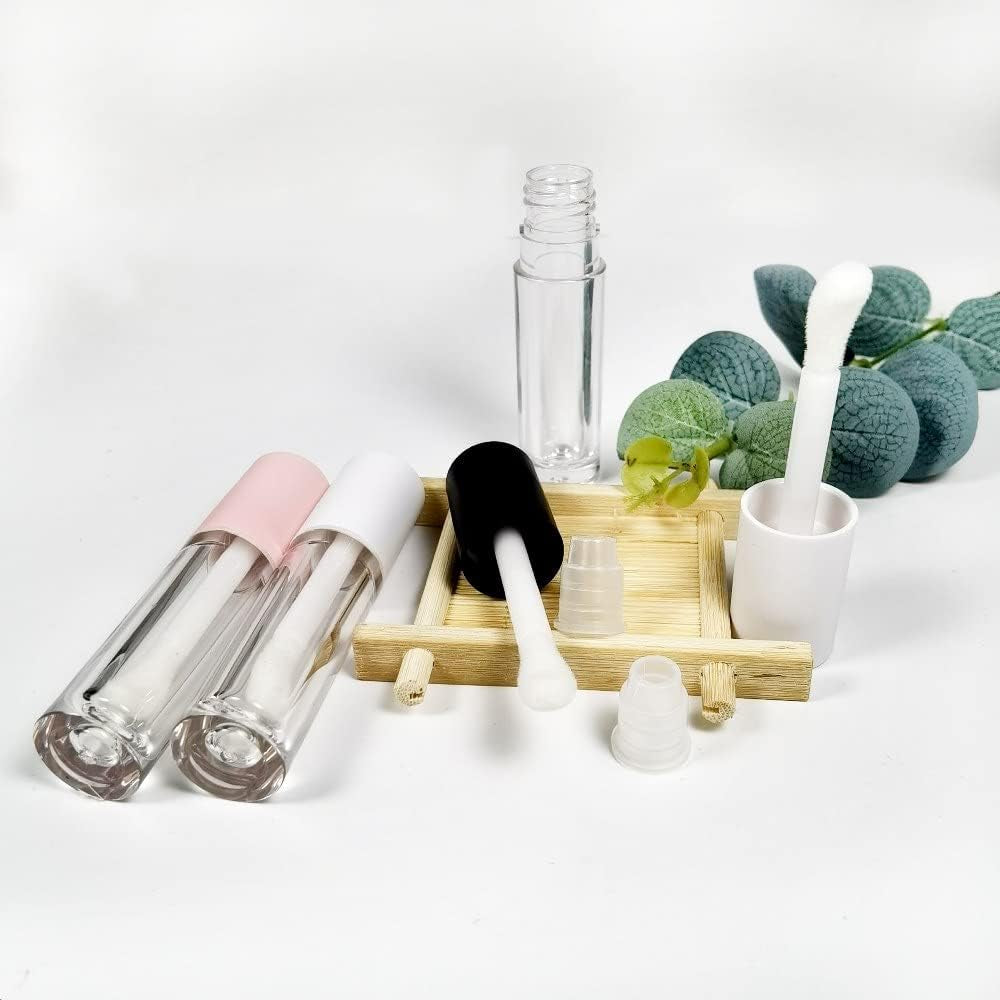 24 Pcs 5Ml Empty Big Brush Lip Gloss Tube with Stopper, Big Doe Foot Lipgloss Tubes