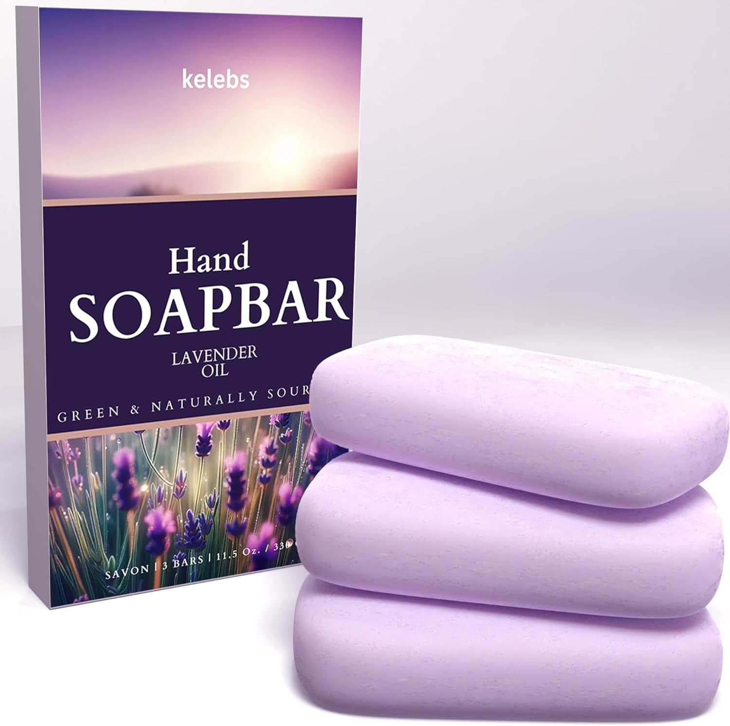 Hypoallergenic Hand Soap Bar for Sensitive Skin - Natural Soothing Lavender Oil, Nourishing & Eco-Friendly, Bulk Pack of 3