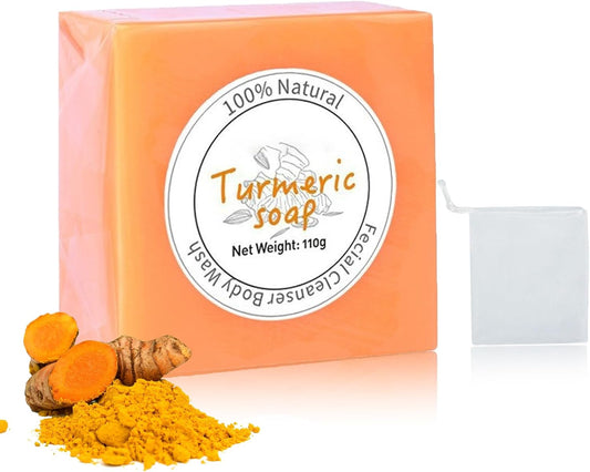 Turmeric Soap Bar for Face Body Turmeric Face Soap Bar Smooth Skin Deep Cleansing Moisturizing Handmade Tumeric Soap for All Skin Types 3.88 Oz