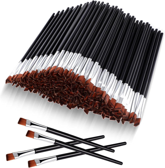200 Pieces Disposable Angled Eyebrow Brushes Bulk Brow Tint Brushes Eye Makeup Brush Eyeliner Brush Tinting for Women Girls Salon Beauty Cosmetic Make up Tool Esthetician Supplies(Silver)