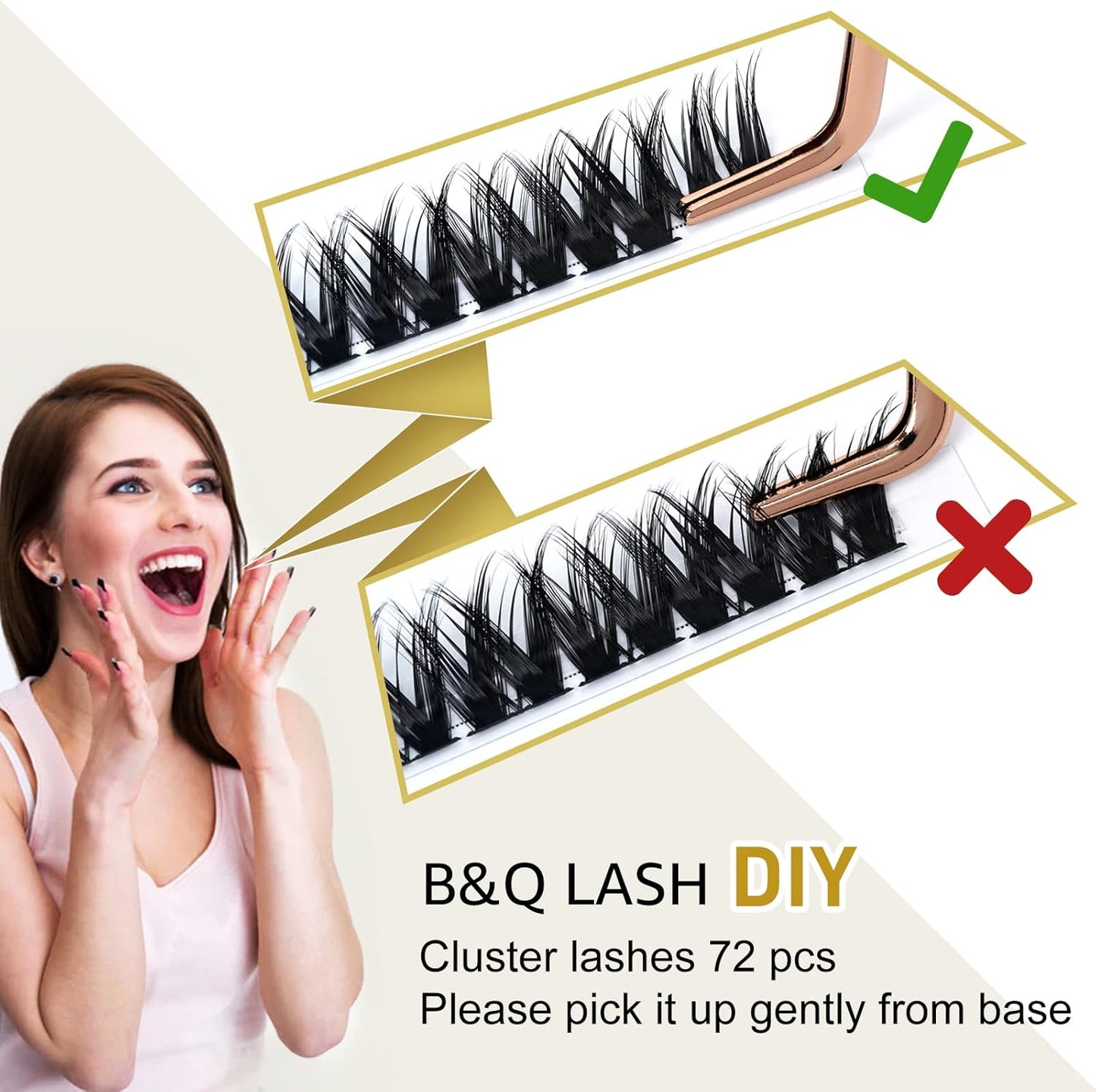 Lash Clusters D Curl 10Mm 72 Clusters Lashes B&Q LASH Eyelash Clusters C D Curl Individual Lashes Volume DIY Lash Extensions at Home (B17,D-10Mm)