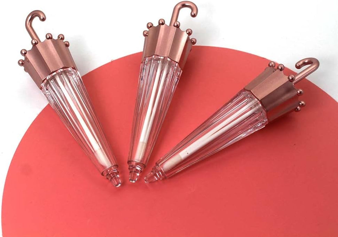 EMPTY 20Pcs Umbrella Shaped Lip Gloss Tube 5Ml, Cute Lipgloss Tubes Containers with Wand Cosmetic Packing Container, Rose Gold, Cute