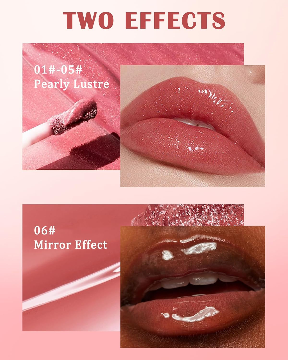 Lip Gloss Set - 3Pcs Hydrating Lip Oil Gloss, Pink & Purple, Glossy Finish, Non-Sticky, Long Lasting Moisturizing, Cruelty Free