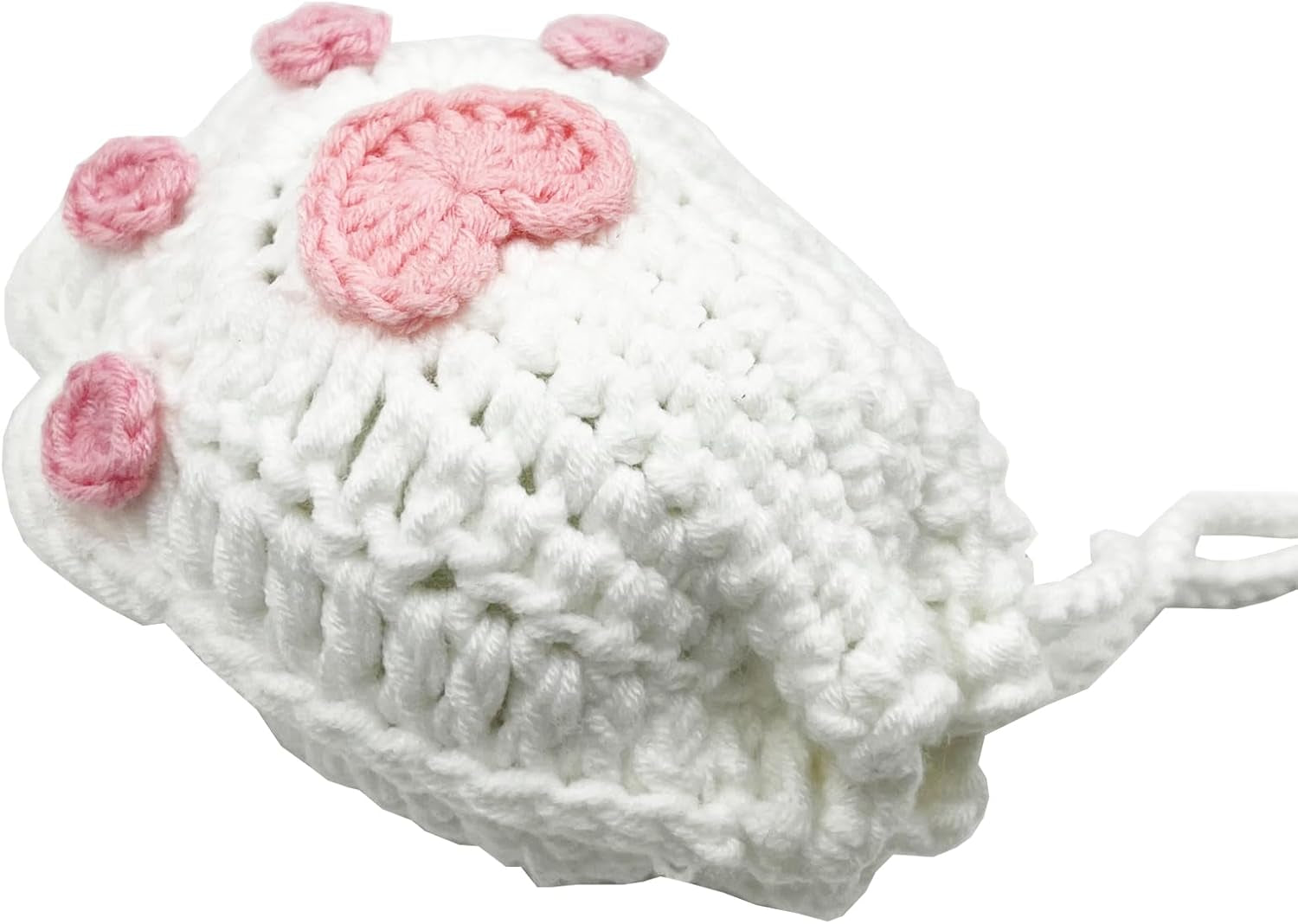 Handmade Crocheted Cat Claw Paw Soap Bags, Natural Cotton Soap Savers for Bar Soap, Foaming and Drying the Soap (Brown) (White and Pink Paw)