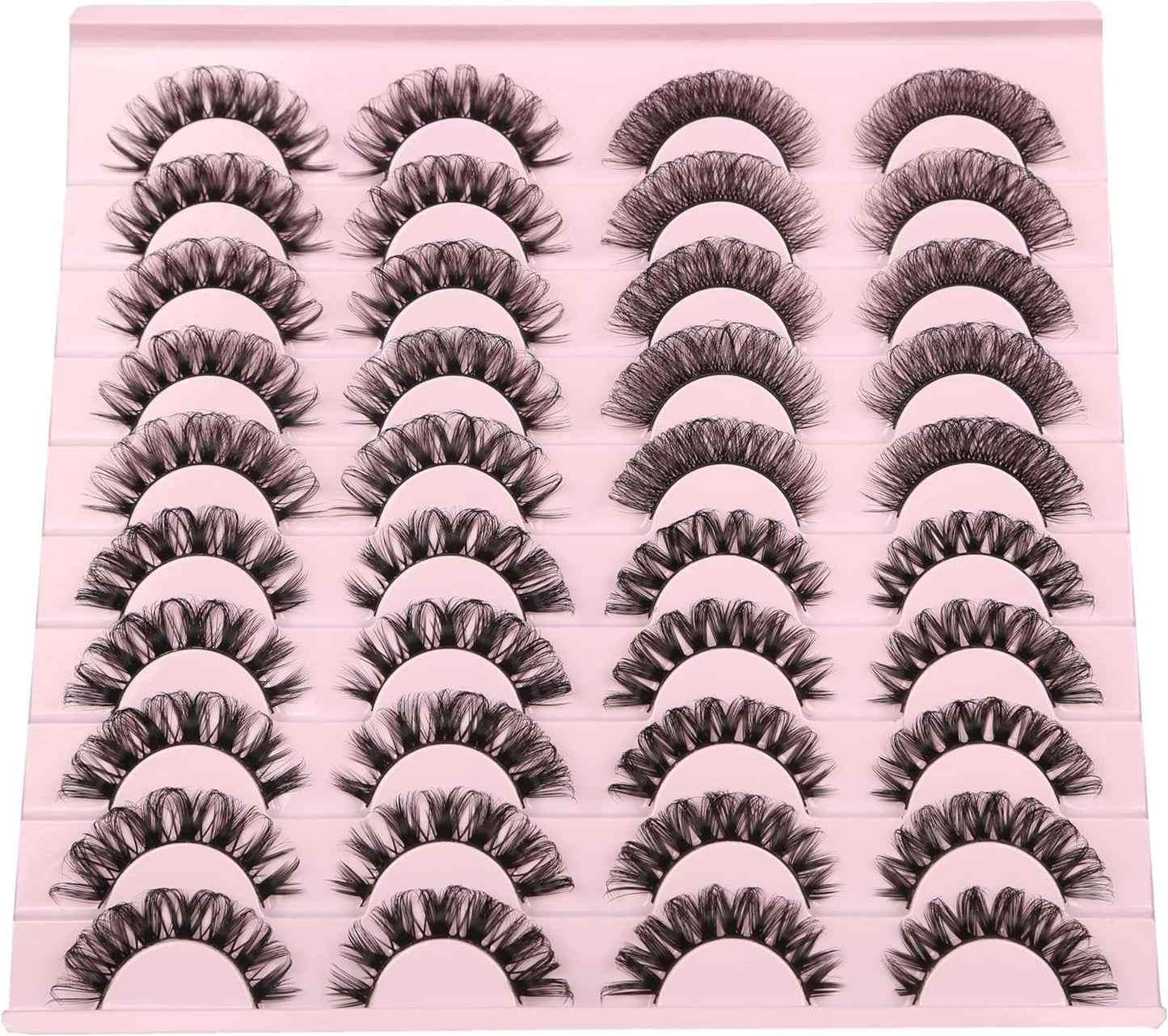 False Eyelashes Fluffy Russian Strips Lashes 3D Faux Mink Lashes Pack D Curly Soft Fake Eyelashes 20 Pairs Multipack