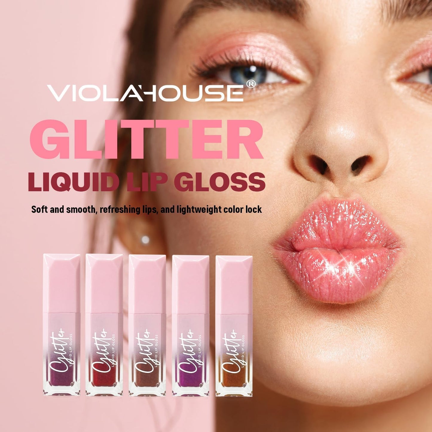 Lipgloss Glitter, Lipgloss Glossy Liquid Lipstick, Glossy Lipgloss Shimmering Finish on the Lips.5Ml (Shimmy)