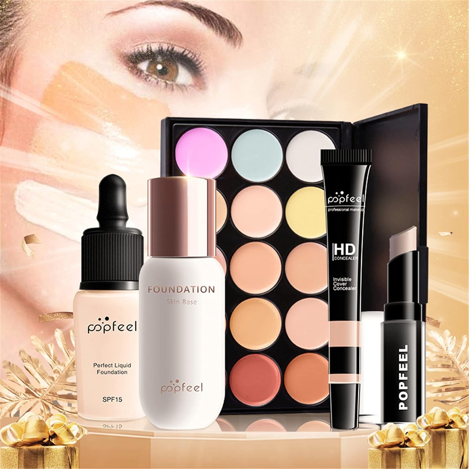 All-In-One Holiday Make up Gift Set | Makeup Kit for Women Full Kit Essential Starter Bundle Include Eyeshadow Palette Lipstick Blush Foundation Concealer Face Powder Mascara Lipgloss Brush