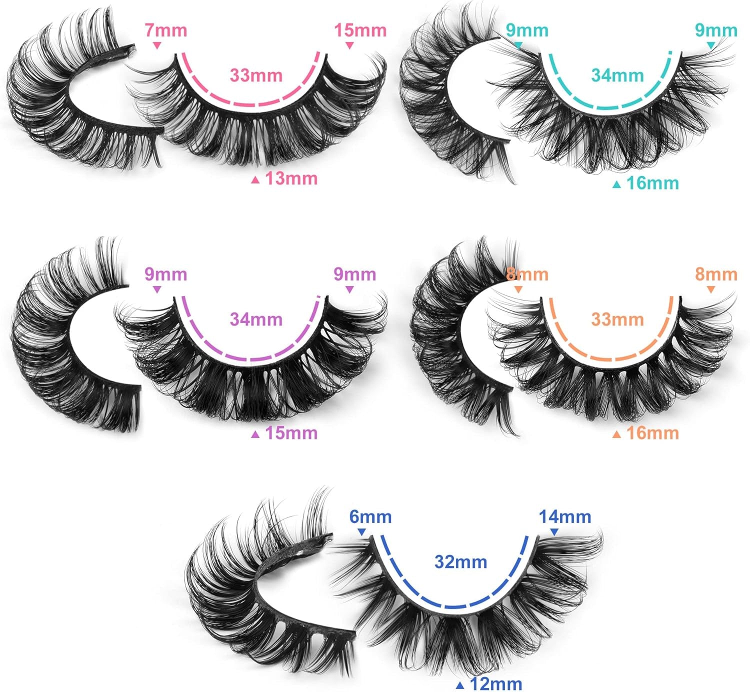 Eyelashes Russian Volume Strip Lashes 5 Styles Mixed Natural Wispy D Curly Mink False Eyelashes Look like Extensions 10 Pairs by