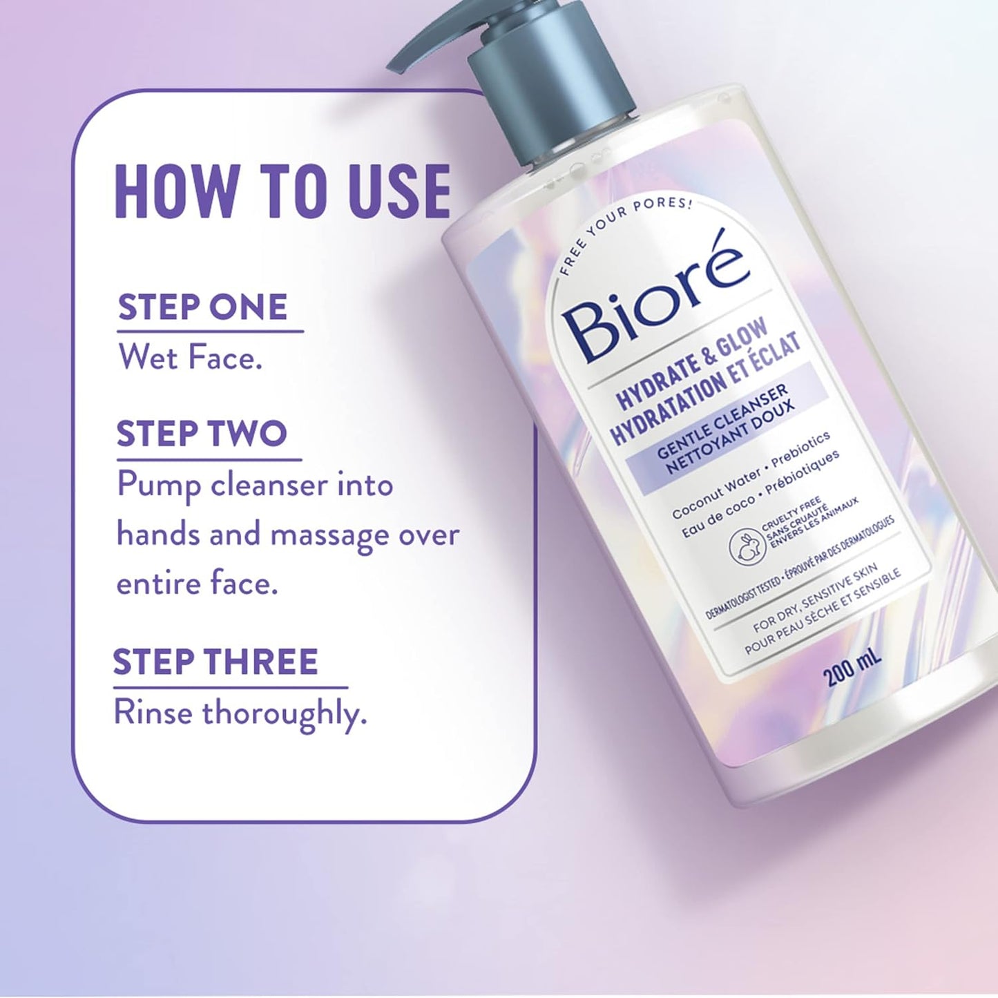 Hydrate & Glow Cleanser & Moisturizer Duo, for Dry, Sensitive Skin, Infused with Prebiotics, Avocado Oil and Coconut Water |Dermatologist Tested, Cruelty Free and Fragrance Free (200Ml & 100Ml)