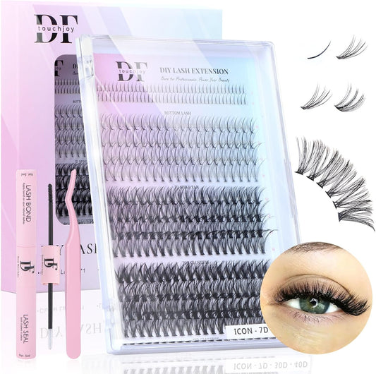 Wispy Lash Clusters Individual Lashes Multi-Type Mixed DIY Lash Extensions with Bottom Lashes, 7D Spike Fans, 30D 40D Cluster Lashes for Self Application at Home