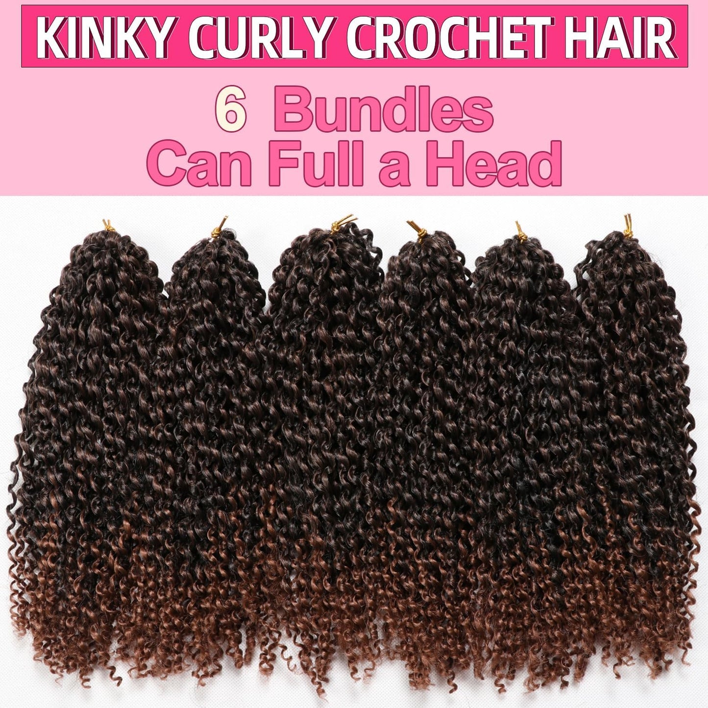 12 Inch Marlybob Crochet Hair 6 Small Packs/Lot Crochet Braids Jerry Curly Hair Extensions Ombre Synthetic Braiding Hair (1B/30#)