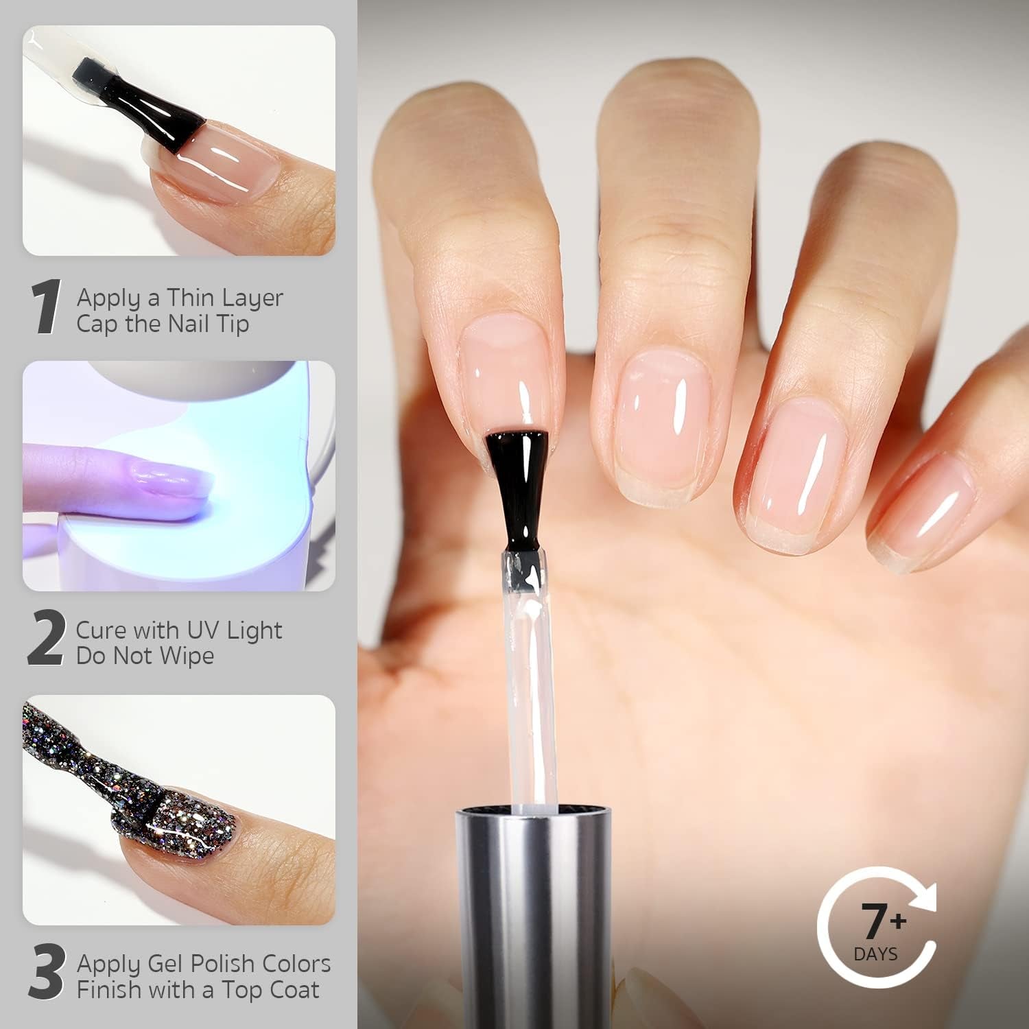 Peel off Gel Base Coat for Gel Nail Polish, 16Ml Peelable Clear Foundation for Use with UV LED Nail Lamp