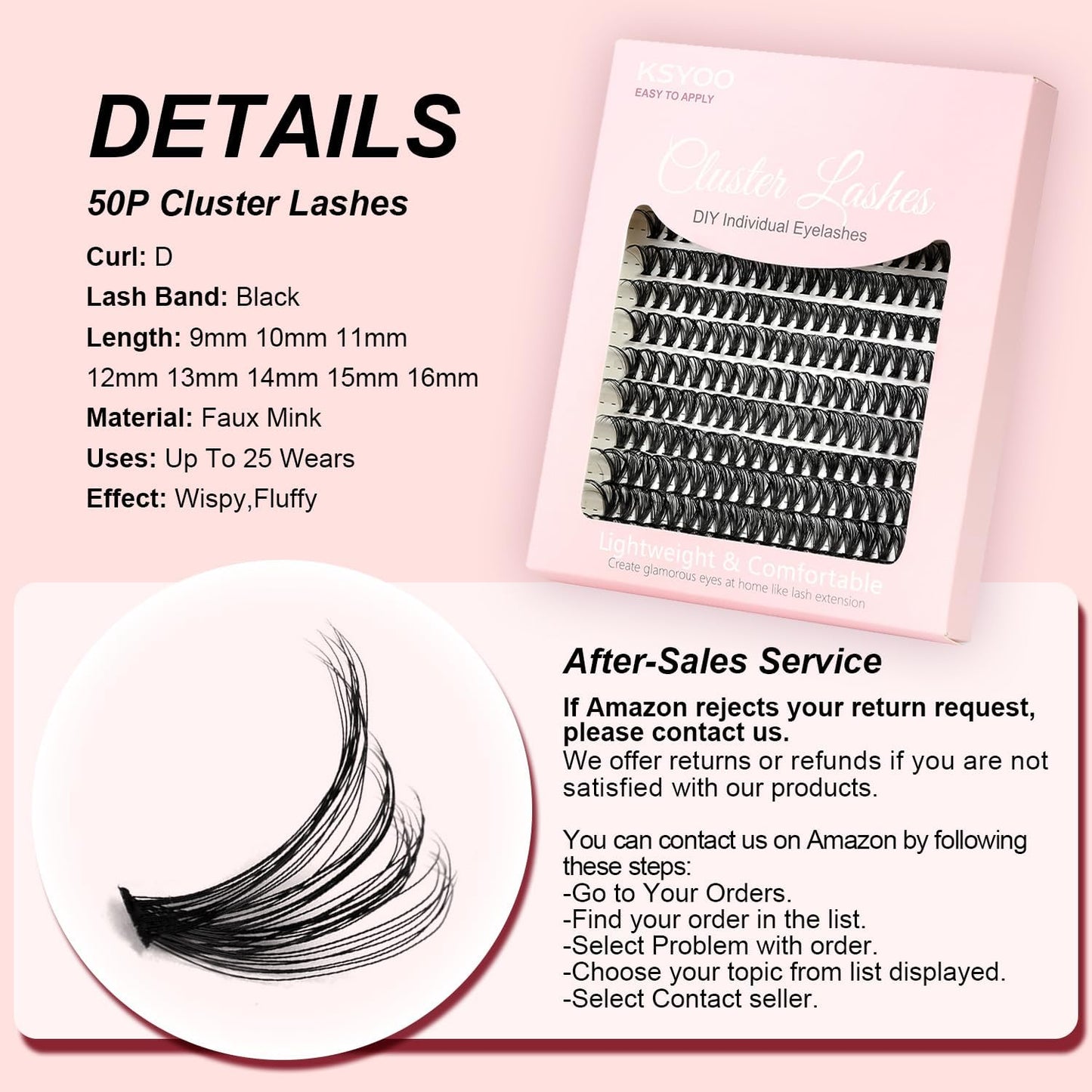 280Pcs Cluster Lashes,Eyelash Clusters, 9-16Mm Mixed Lengths Lash Clusters for DIY Eyelash Extension (50D-MIX Size)