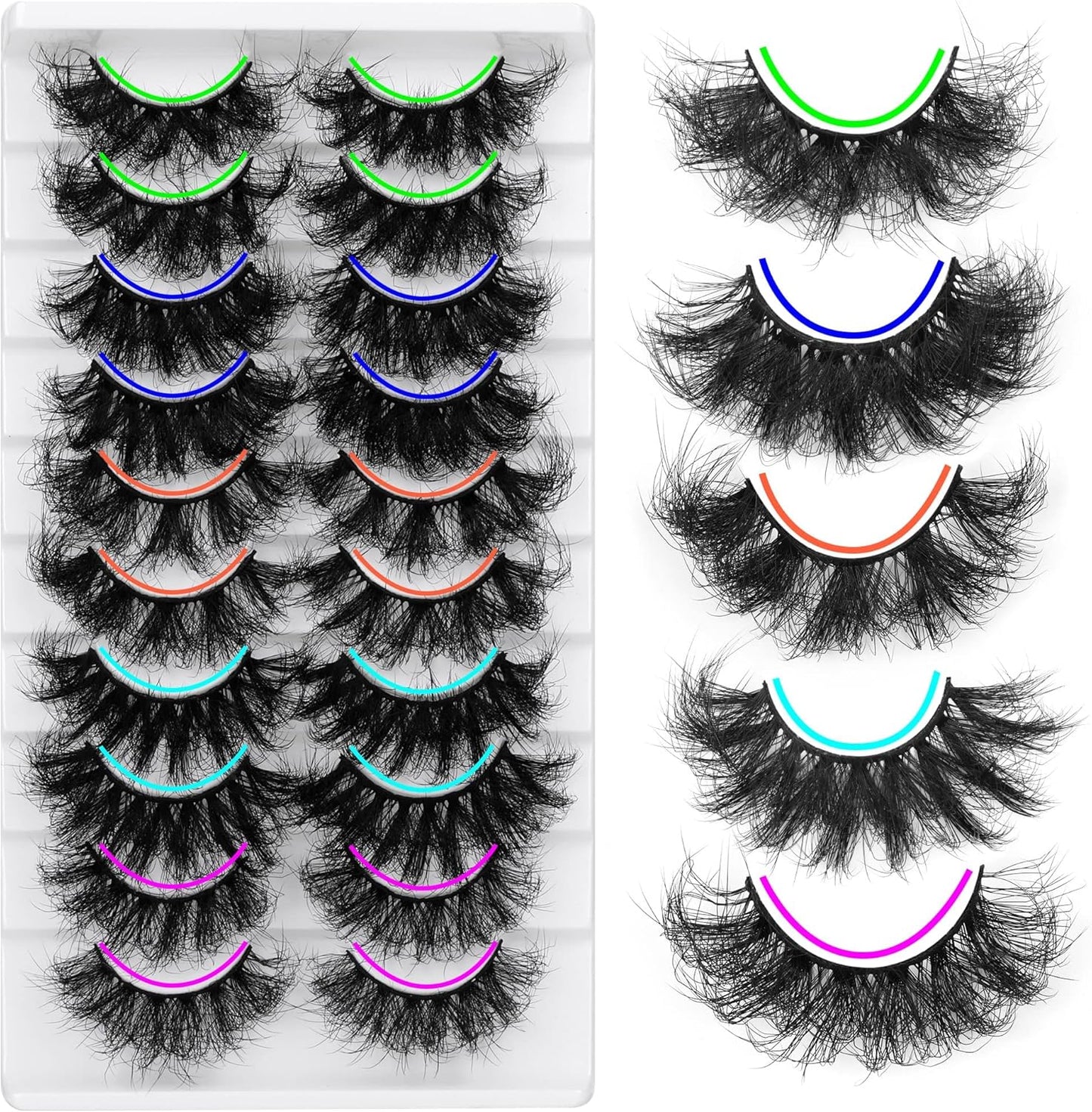 Mink Lashes Fluffy False Eyelashes 10D Dramatic Fake Lashes Full Thick Eye Lashes Multipack 10 Pairs 5 Styles