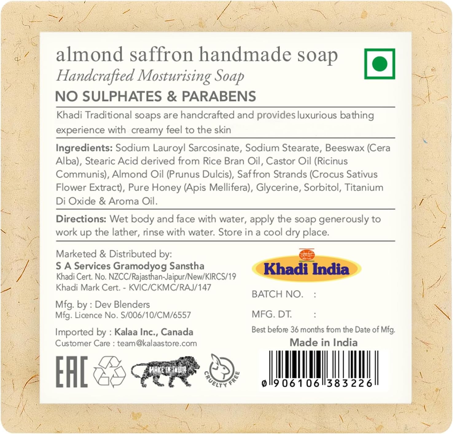 Almond Saffron Handmade Soap