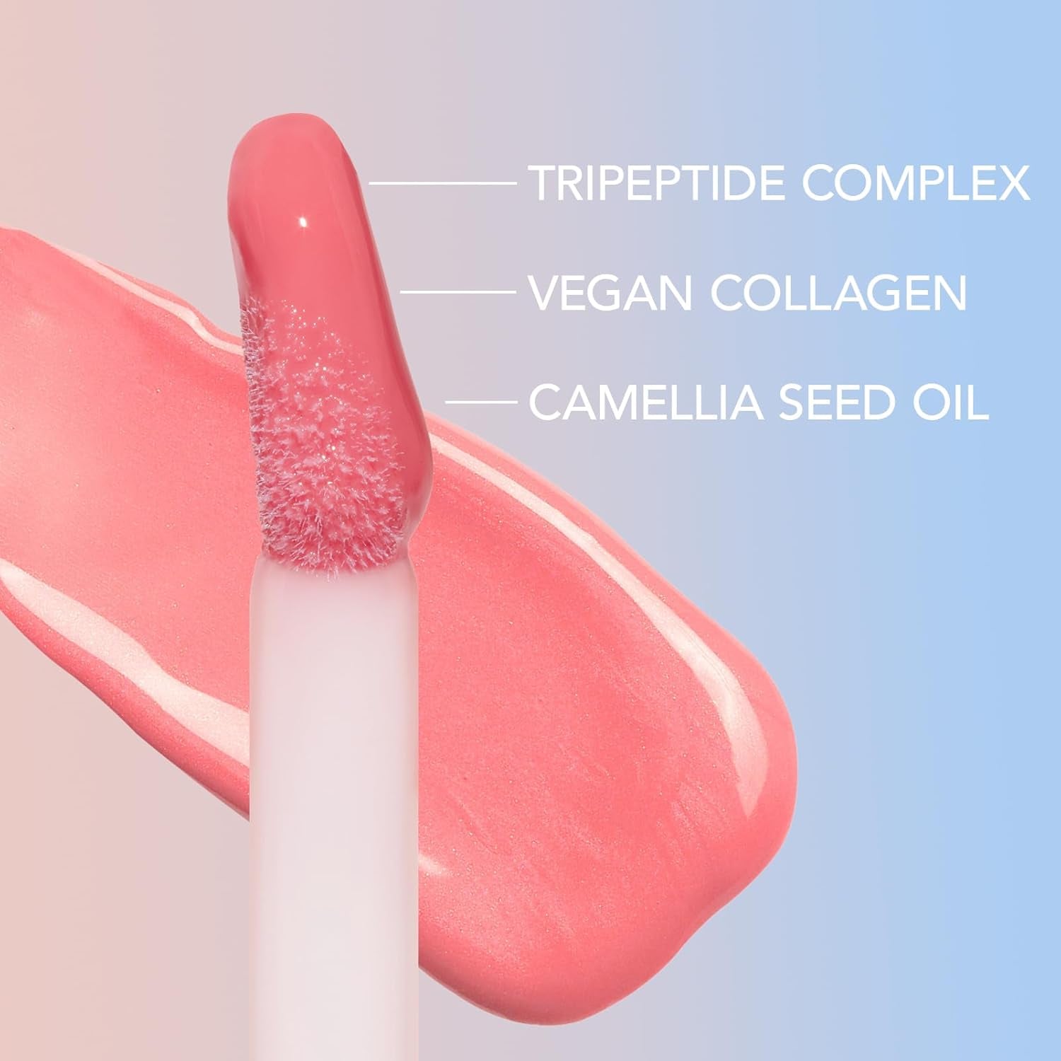 Lip Elixir Nourishing and Hydrating Lipgloss — Moisturizing Plumping Lip Gloss Enriched with Collagen, Non-Sticky Lip Color Smooth High-Shine Finish (Bunny Tongue (Pink))