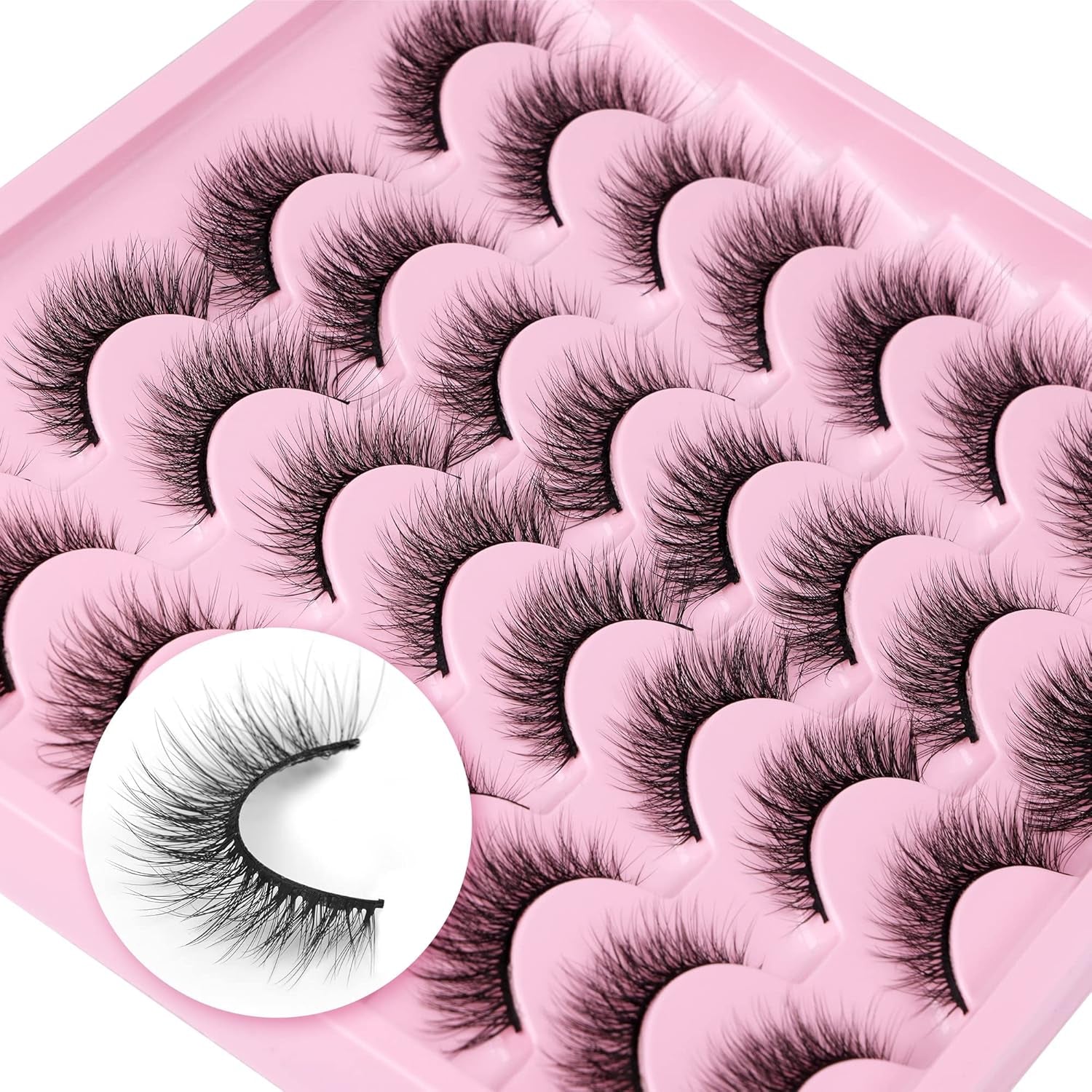 Lashes Natural Look Wispy Fasle Eyelashes 12Mm Short Faux Mink Eyelashes Cat Eye Fluffy Strip Lashes Pack by  16 Pairs