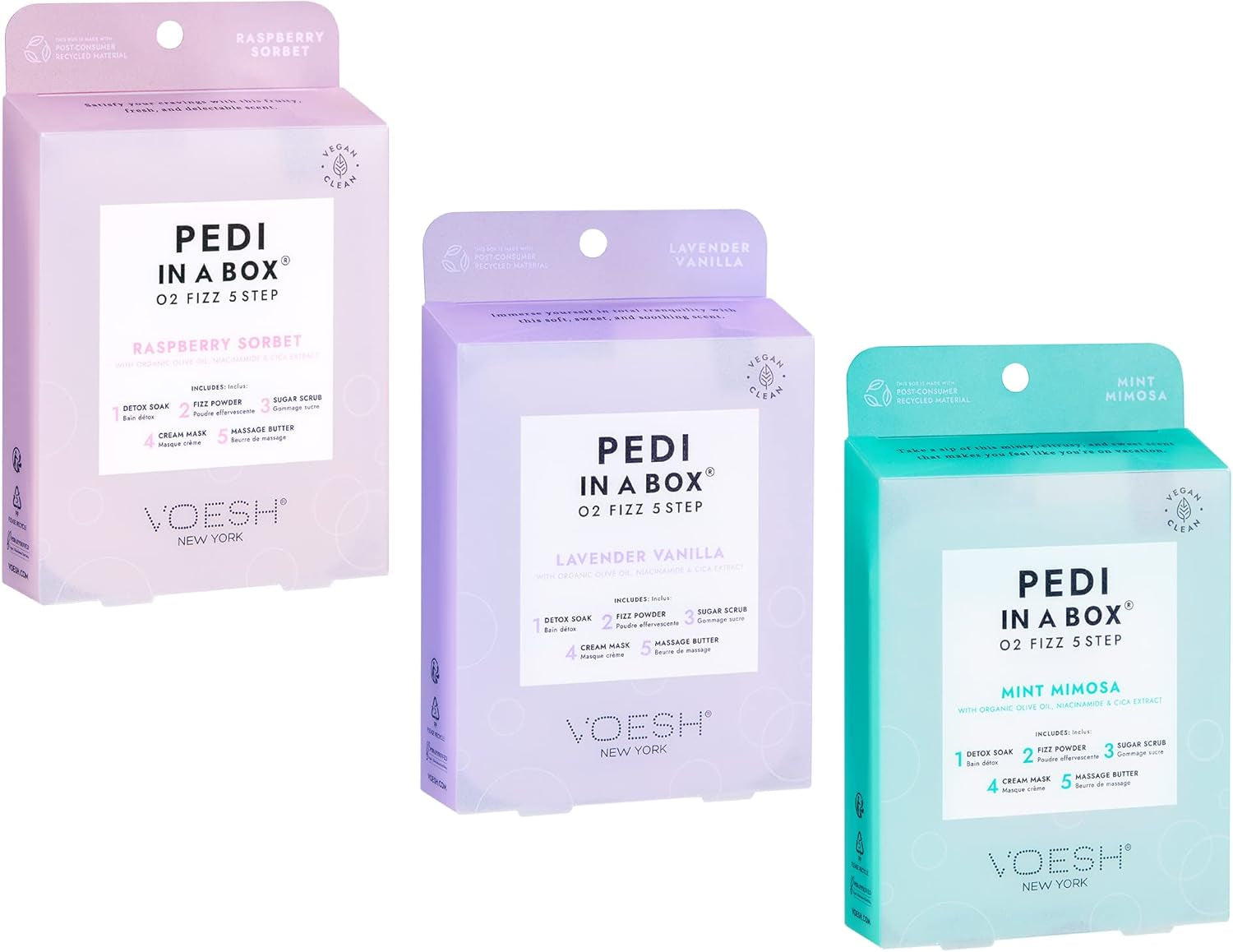 Pedi in a Box O2 Fizz, Variety 3 Pack, Detoxifying Spa Pedicure, DIY Pedi, At-Home Pedi, Pedi in a Box, Spa Foot Treatment, Vegan Beauty, Foot Detox, Pedicure Prep