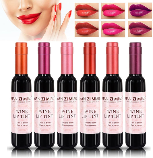Wine Lip Tint,6 Colors Wine Lip Gloss Set,Liquid Lipstick,Matte Lipstain Long Lasting Waterproof Matte Lipgloss Set,Creates Natural Moisturizing Lipstick Easily