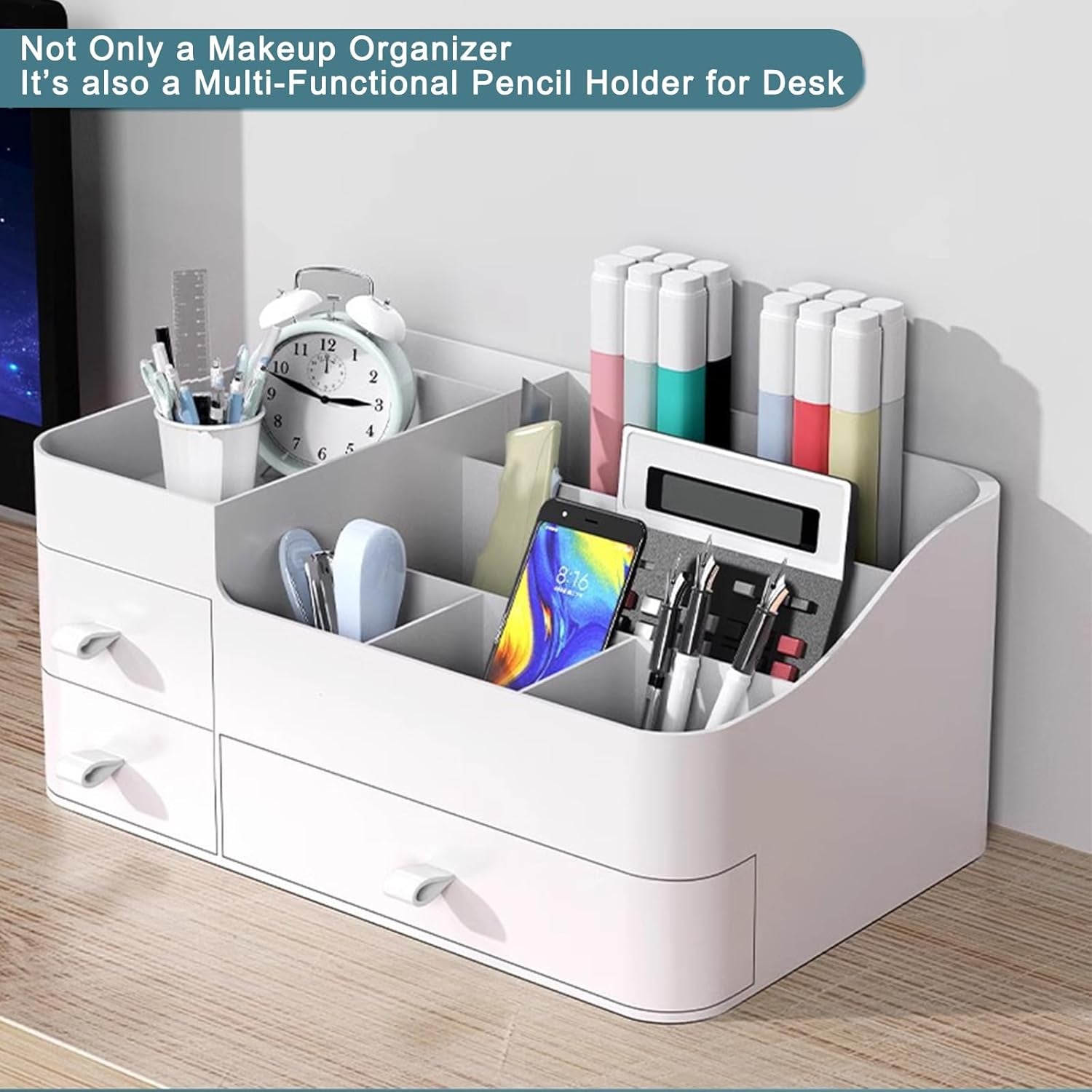 Makeup Organizer with Drawers, Large Capacity Countertop Organizer for Vanity, Skin Care Cosmetic Display Case, Cosmetics Organizer Shelf