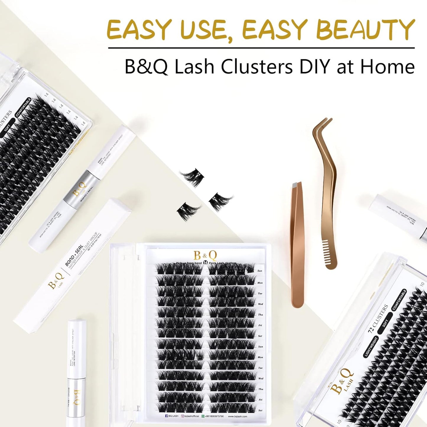 Lash Clusters D Curl 10Mm 72 Clusters Lashes B&Q LASH Eyelash Clusters C D Curl Individual Lashes Volume DIY Lash Extensions at Home (B17,D-10Mm)