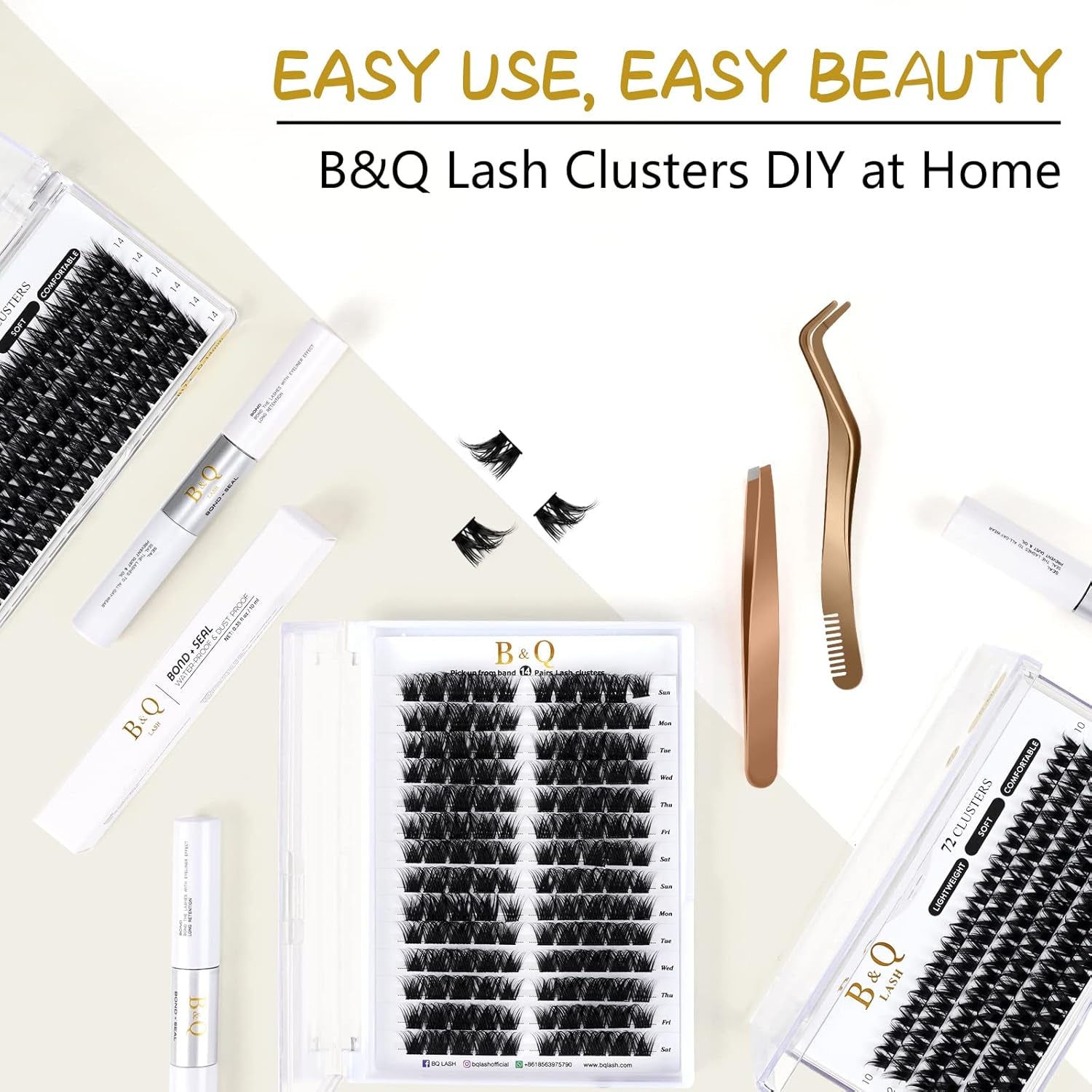Lash Clusters D Curl 10Mm 72 Clusters Lashes B&Q LASH Eyelash Clusters C D Curl Individual Lashes Volume DIY Lash Extensions at Home (B17,D-10Mm)