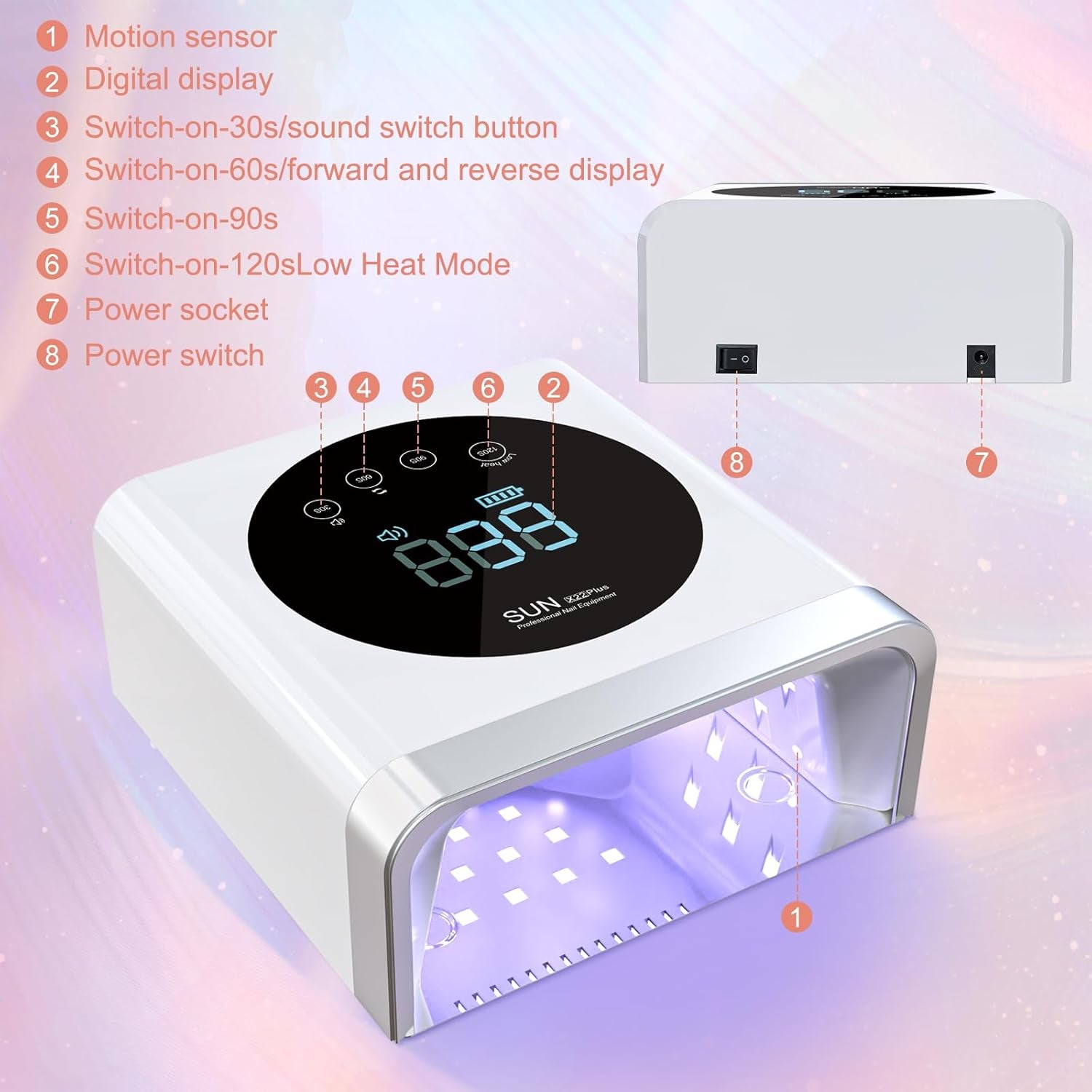 UV Nail Lamp, Cordless 150W LED Nail Lamp for Gel Nail Polish, Gel Nail Light Nail Dryer with 4 Timer Setting Auto Sensor for Salon Home Nail Art