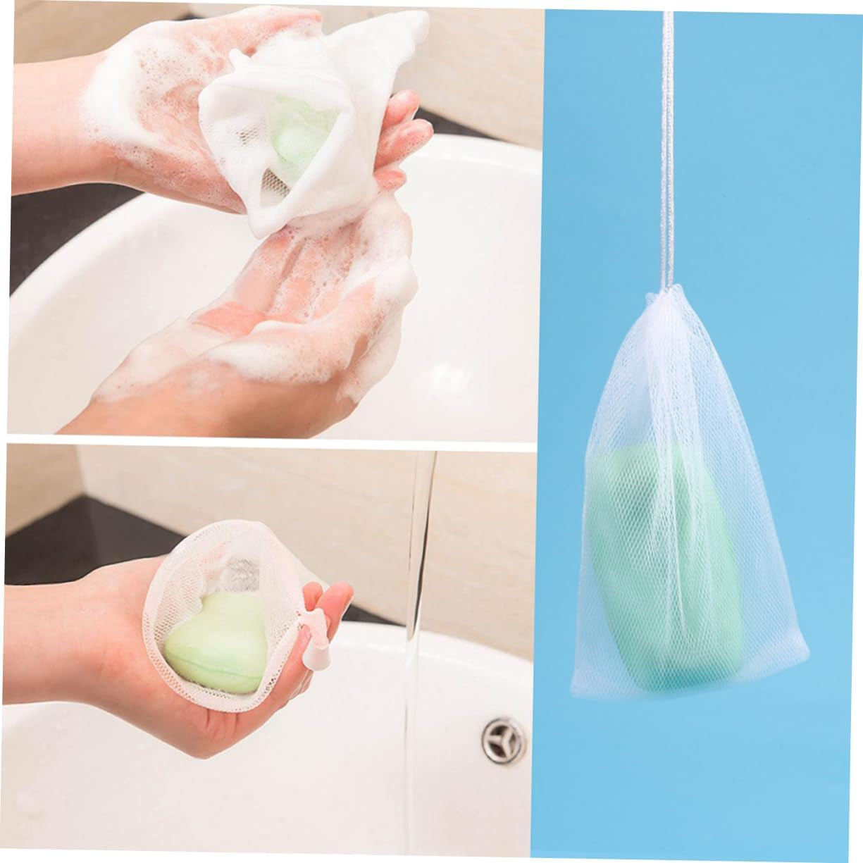 60Pcs Skincare Soap Saver for Homemade Bar Soap Net Pouch Foaming Net Efficient Maker