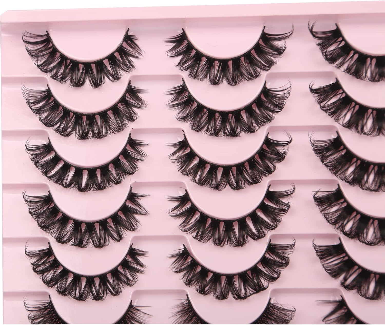 False Eyelashes Fluffy Russian Strips Lashes 3D Faux Mink Lashes Pack D Curly Soft Fake Eyelashes 20 Pairs Multipack