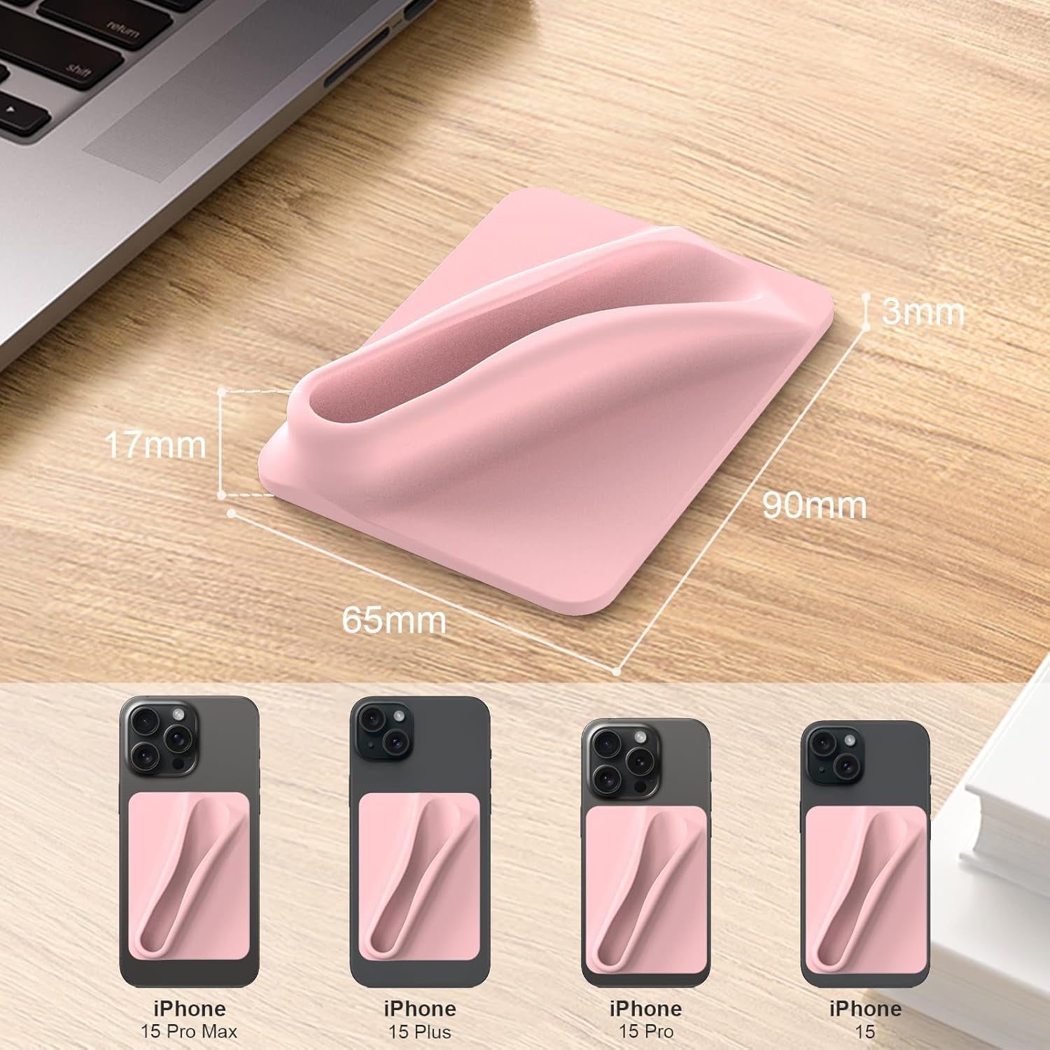 2 Pack Lip Gloss Adhesive Sleeve for Cell Phone, Silky Silicone Lip Holder Stick-On Phone Case, Compatible for Summer Fridays, LANEIGE, Rhode Lipgloss, Pink+Pink