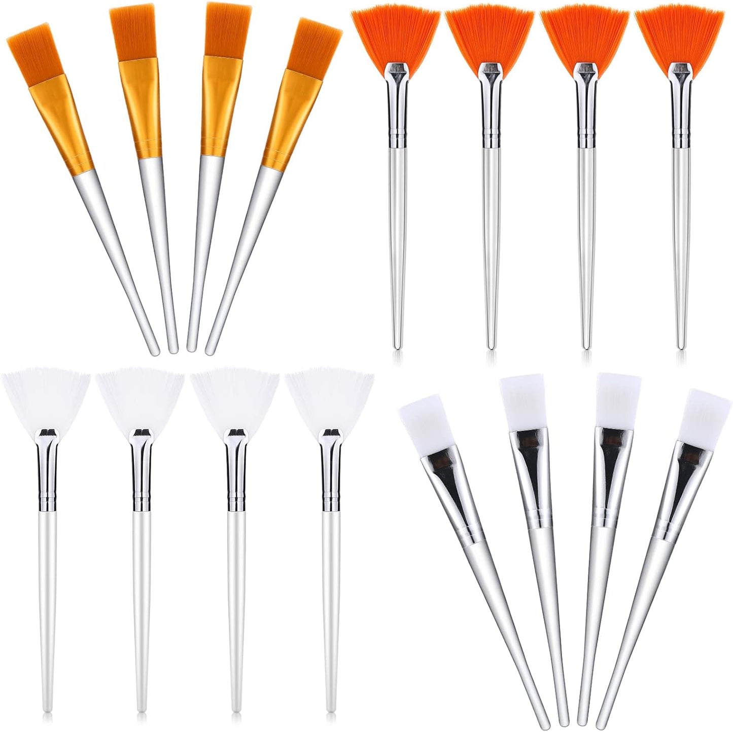 16 Pieces Face Mask Fan Brush Applicator Set Includes Soft Facial Fan Brush Esthetician Face Mask Brush Cosmetic Makeup Tools for Eyelash Extension(6 Inches Long,Simple)
