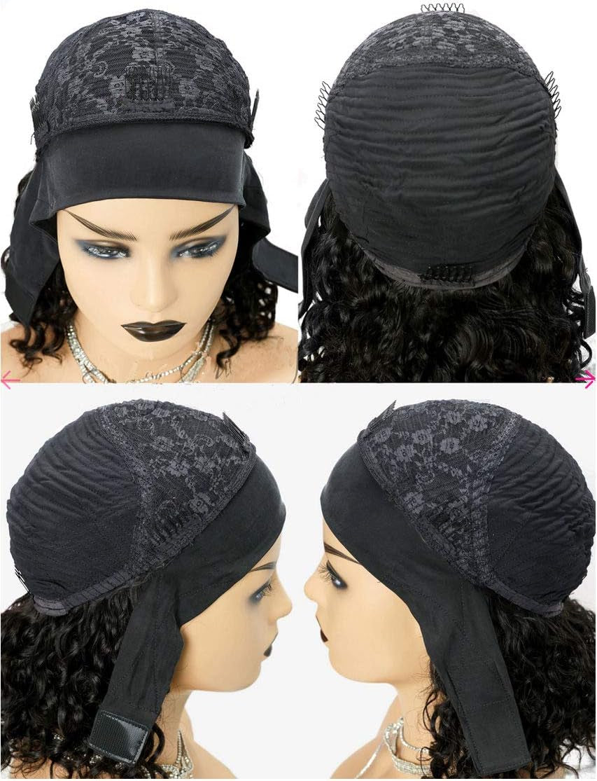 Body Wave Headband Human Hair Wigs None Lace Front Wig for Black Women Body Wave Machine Made Wigs Natural Color 150% Density 18Inch