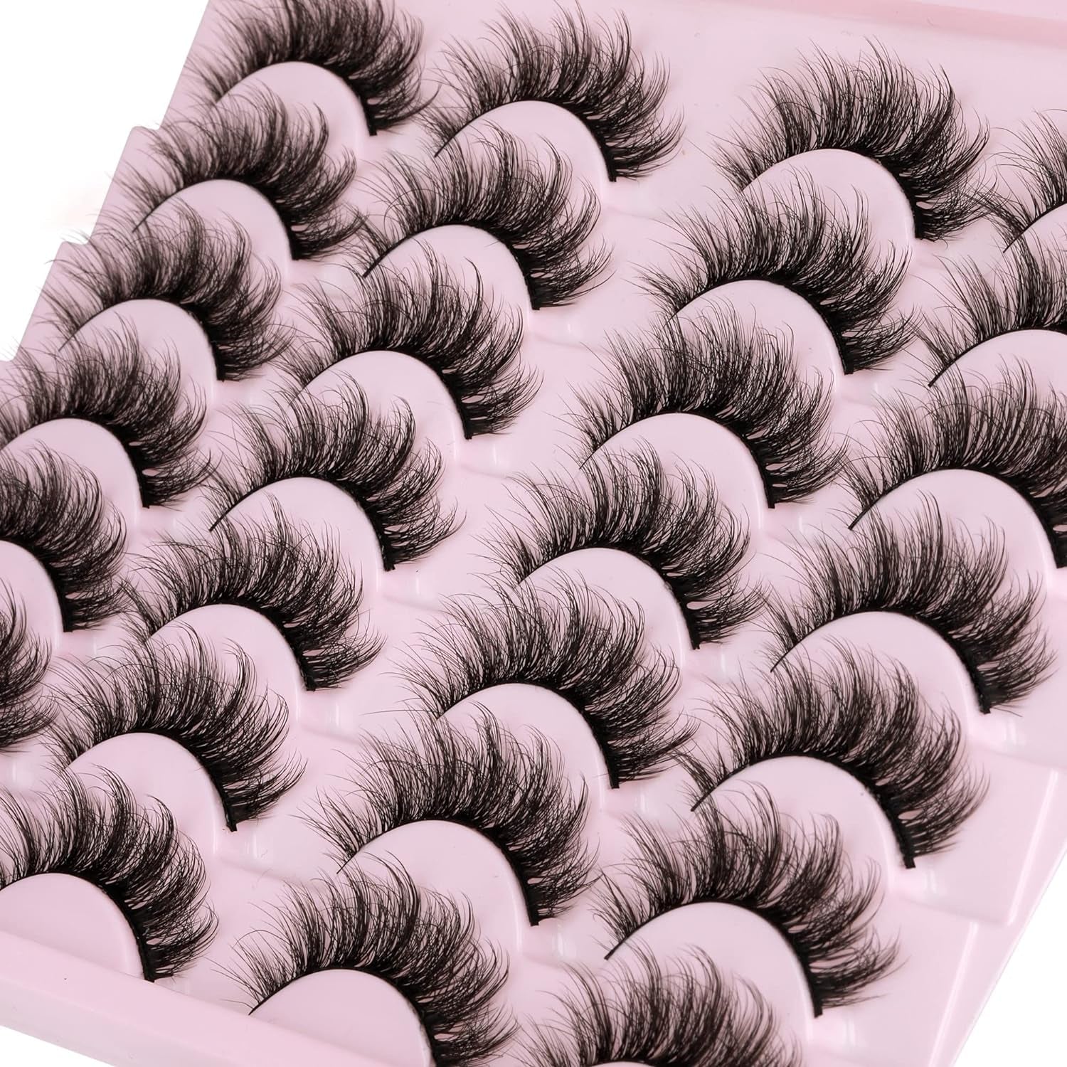 14 Pairs Wispy Mink Lashes Fluffy Eye Lashes Natural Look 5D Volume 16Mm Fake Eyelashes Pack by
