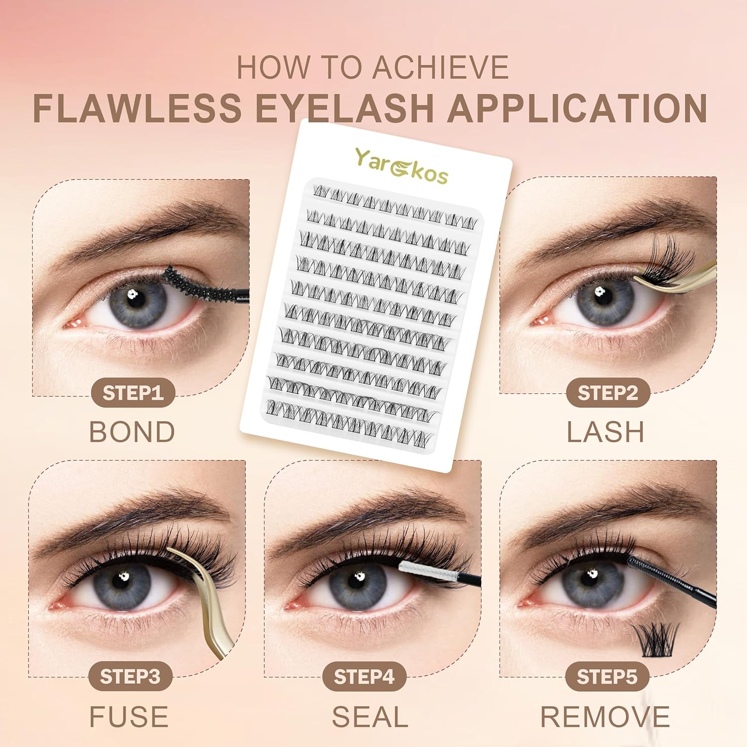 Eyelash Extension Kit, False Lashes Mix 10-16Mm, 2-In-1 Bond Seal Glue, Makeup Remover, Lash Tweezers with Comb, Women DIY Individual Application at Home, 100Pcs C Curl Clusters, B1-Black