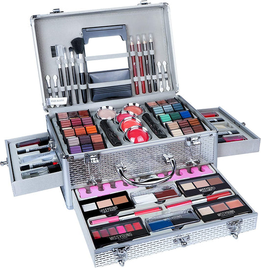 All-In-One Makeup Gift Set Carry All Makeup Kit for Women Full Kit with Aluminum Case Lipgloss Lipstick Concealer Blush Foundation Face Powder Eyeshadow Palette Cosmetic Palette #2