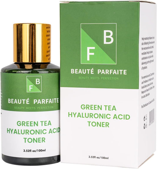 Face Wash Skin Care Toner with Green Tea Extract, Hyaluronic Acid, Dandelion Leaf, Erythritol & Panthenol, 100Ml Hydrating Face Toner for All Skin Types, Beauté Parfaite