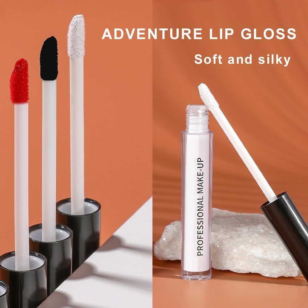 Halloween Matte Lip Gloss Set, Halloween Goth Makeup, Black Red White Lip Gloss Set for Women, No Fading, No Sticking, Waterproof