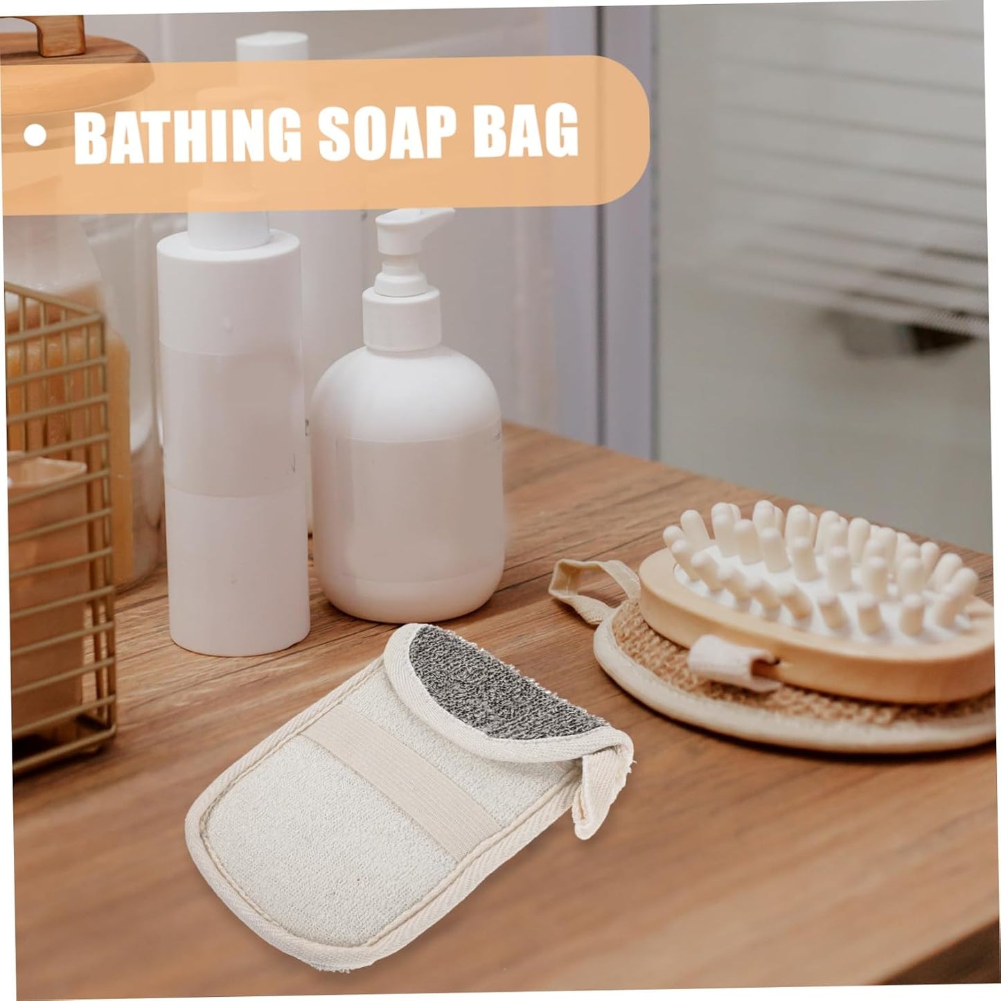 4Pcs Black Linen Soap Bag Set Exfoliating Foaming Soap Net Holder Suitable for Shower and Bath