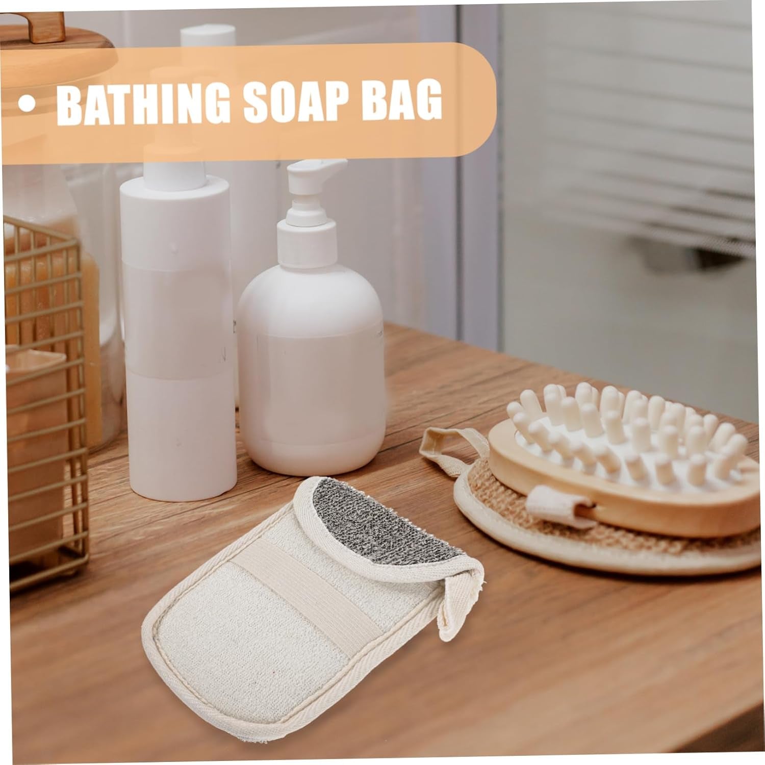 4Pcs Black Linen Soap Bag Set Exfoliating Foaming Soap Net Holder Suitable for Shower and Bath